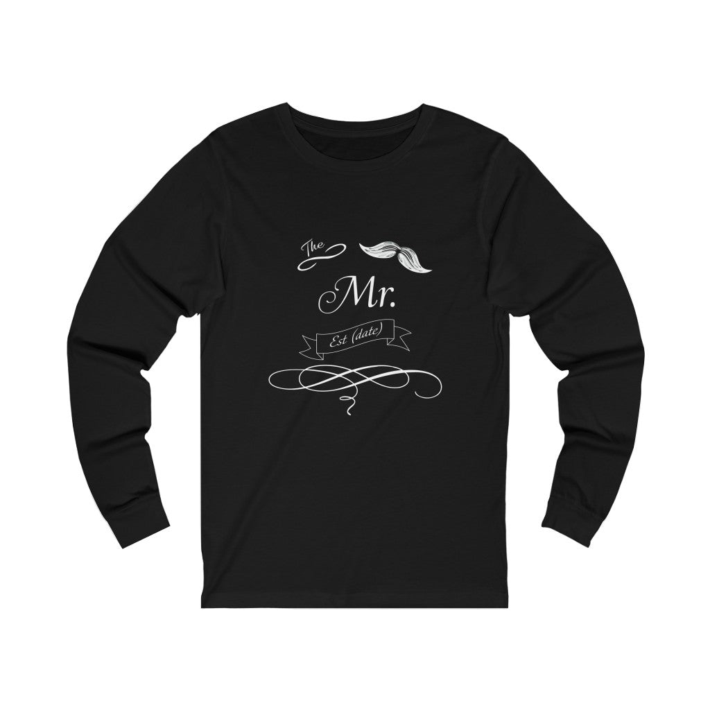 The Mr. Established Wedding Date Customizable - Unisex Jersey Long Sleeve Tee