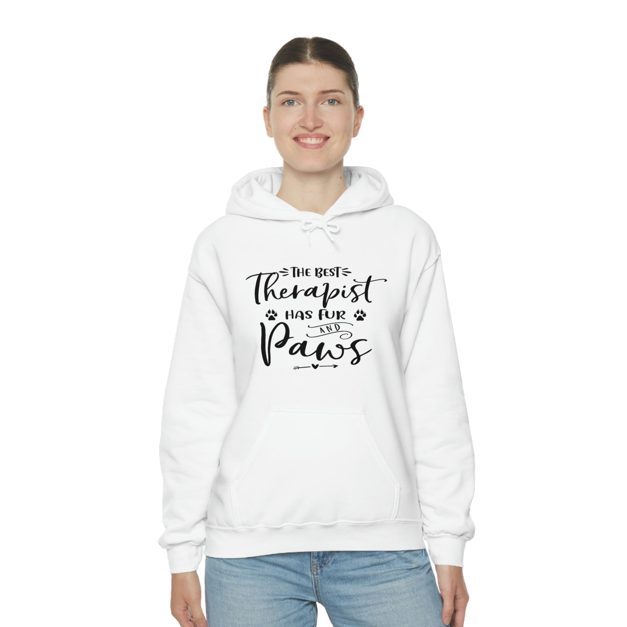 The Best Therapist Has Fur & Paws - Unisex Heavy Blend™ Hooded Sweatshirt