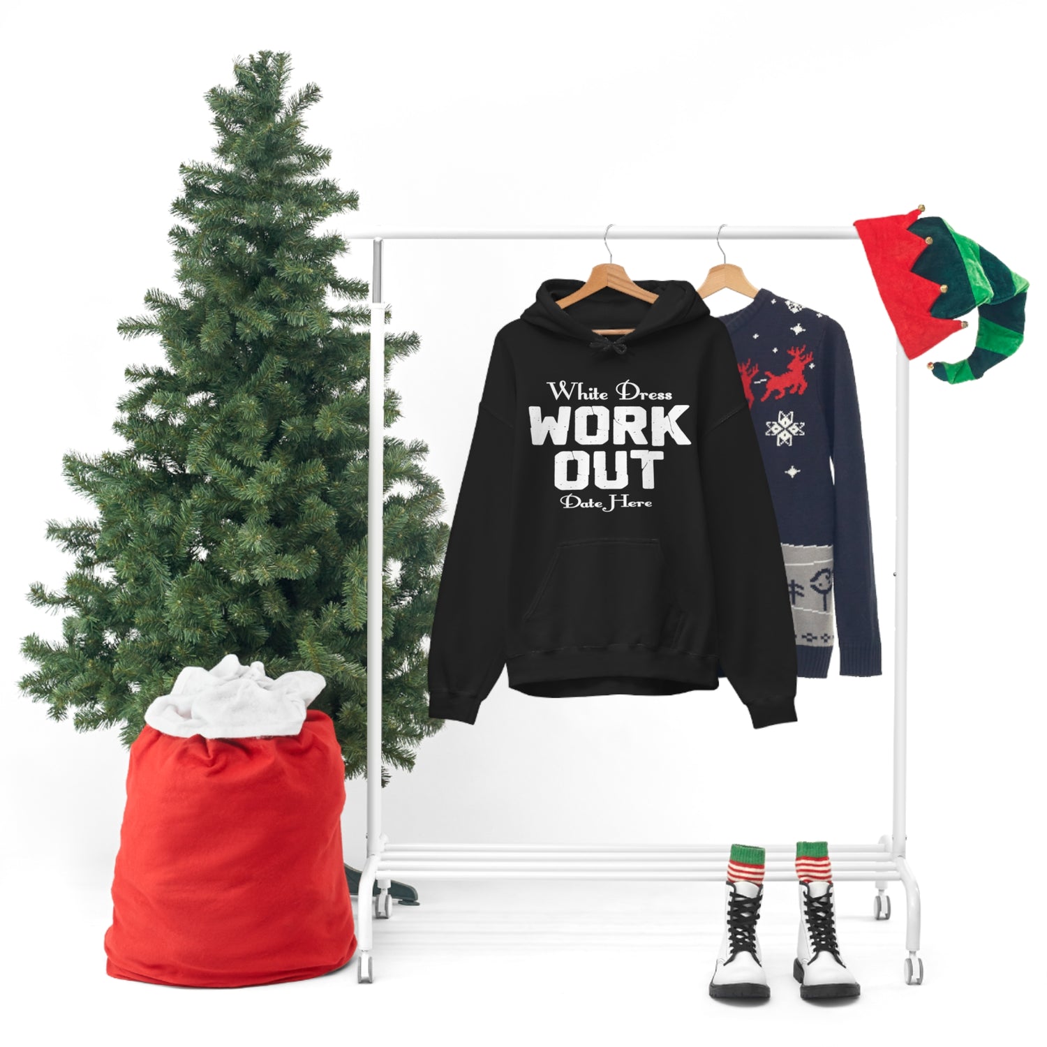 White Dress Work Out Wedding Date Customizable - Unisex Heavy Blend™ Hooded Sweatshirt