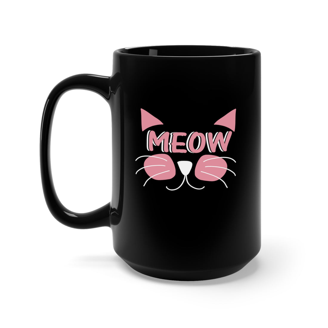 Meow - Large 15oz Black Mug