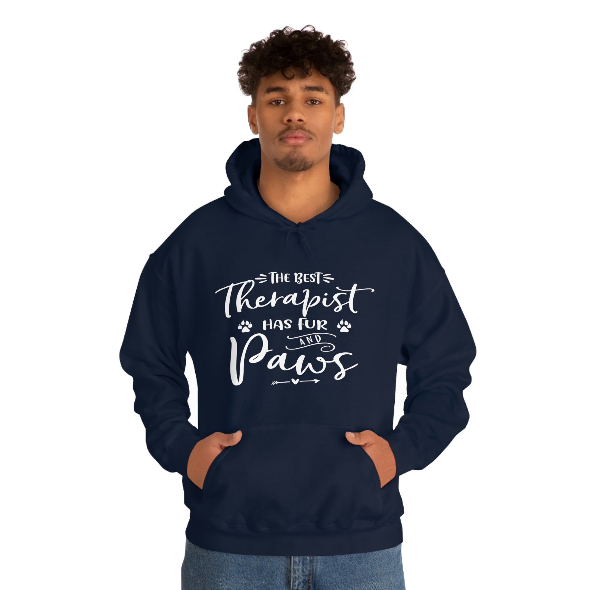 The Best Therapist Has Fur & Paws - Unisex Heavy Blend™ Hooded Sweatshirt