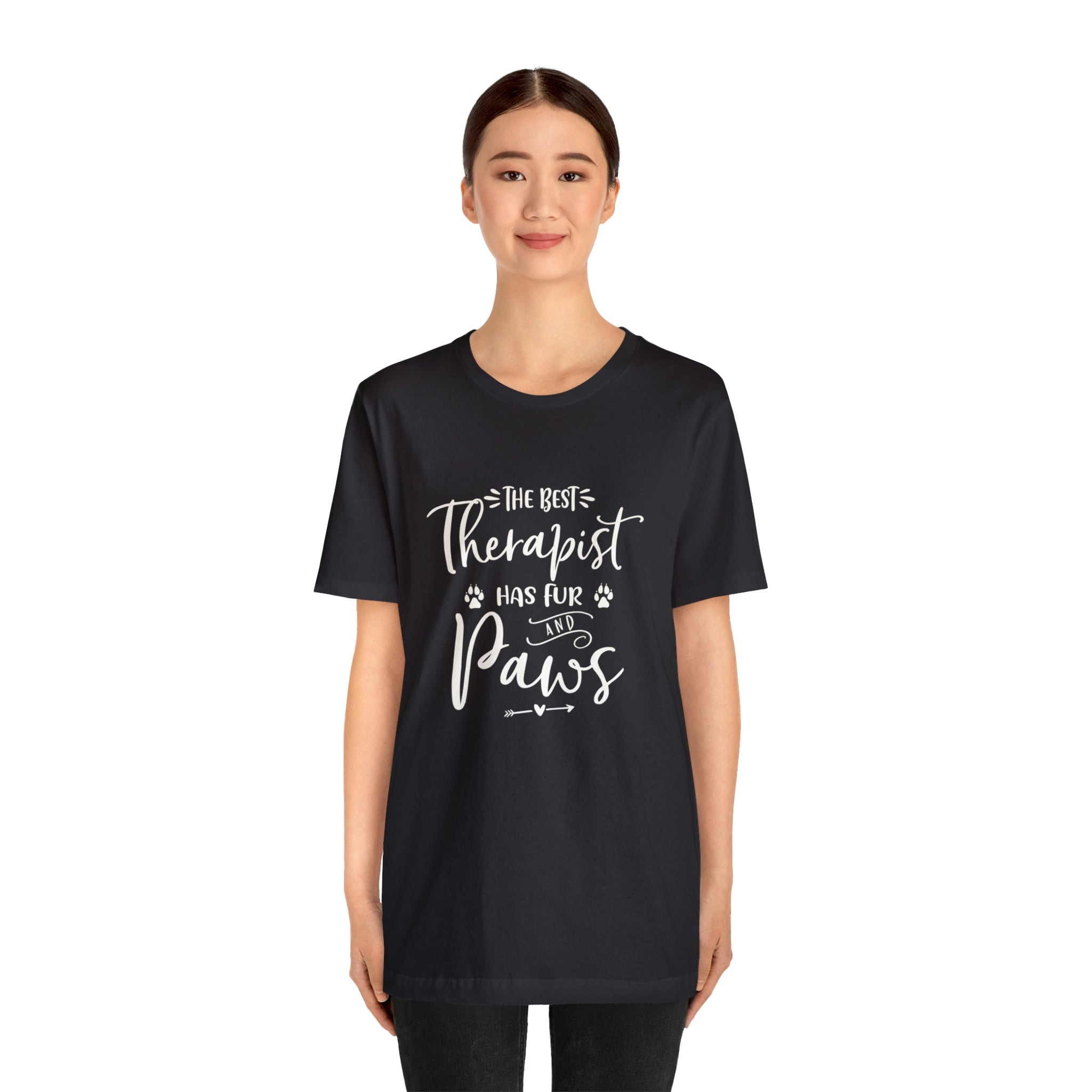The Best Therapist Has Fur & Paws - Unisex Jersey Short Sleeve Tee