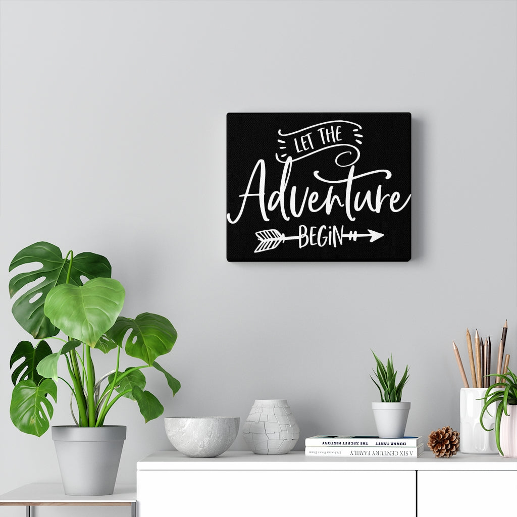 Let The Adventure Begin - Black Canvas Print