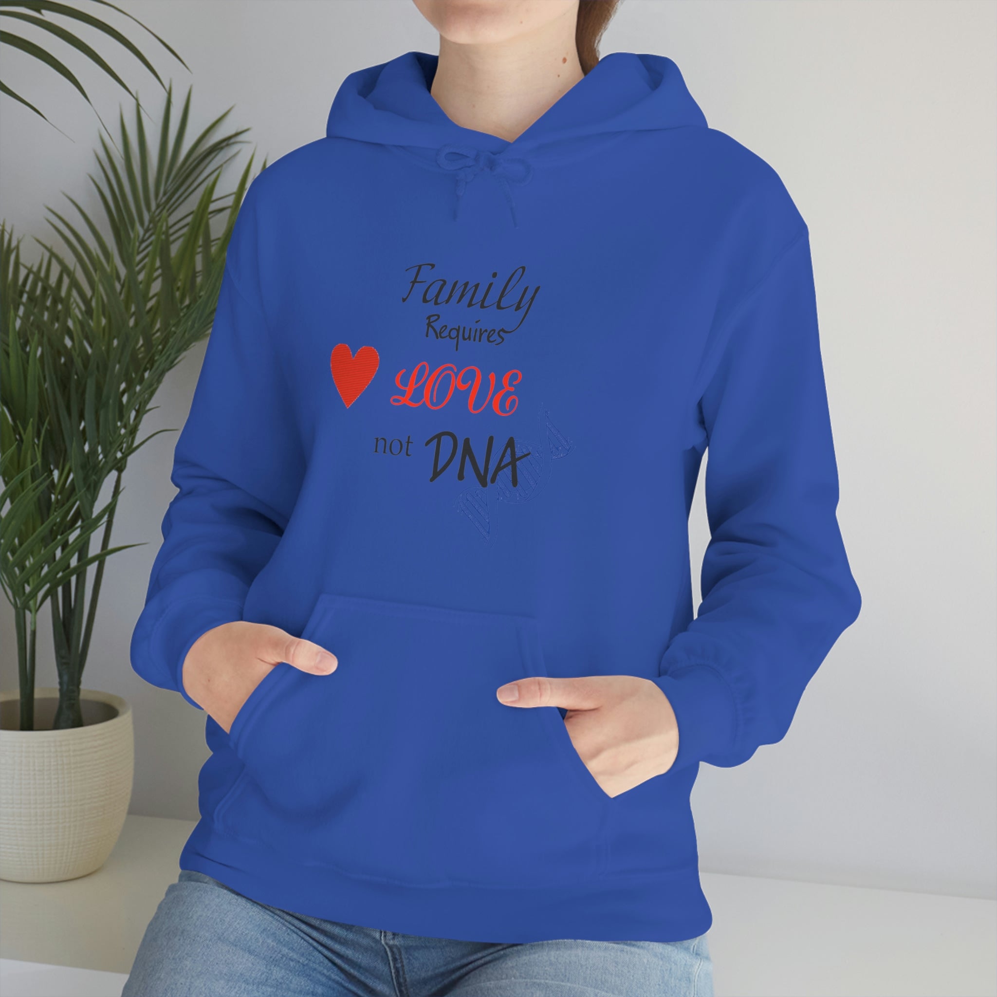 Family Requires Love Not DNA - Unisex Heavy Blend™ Hooded Sweatshirt