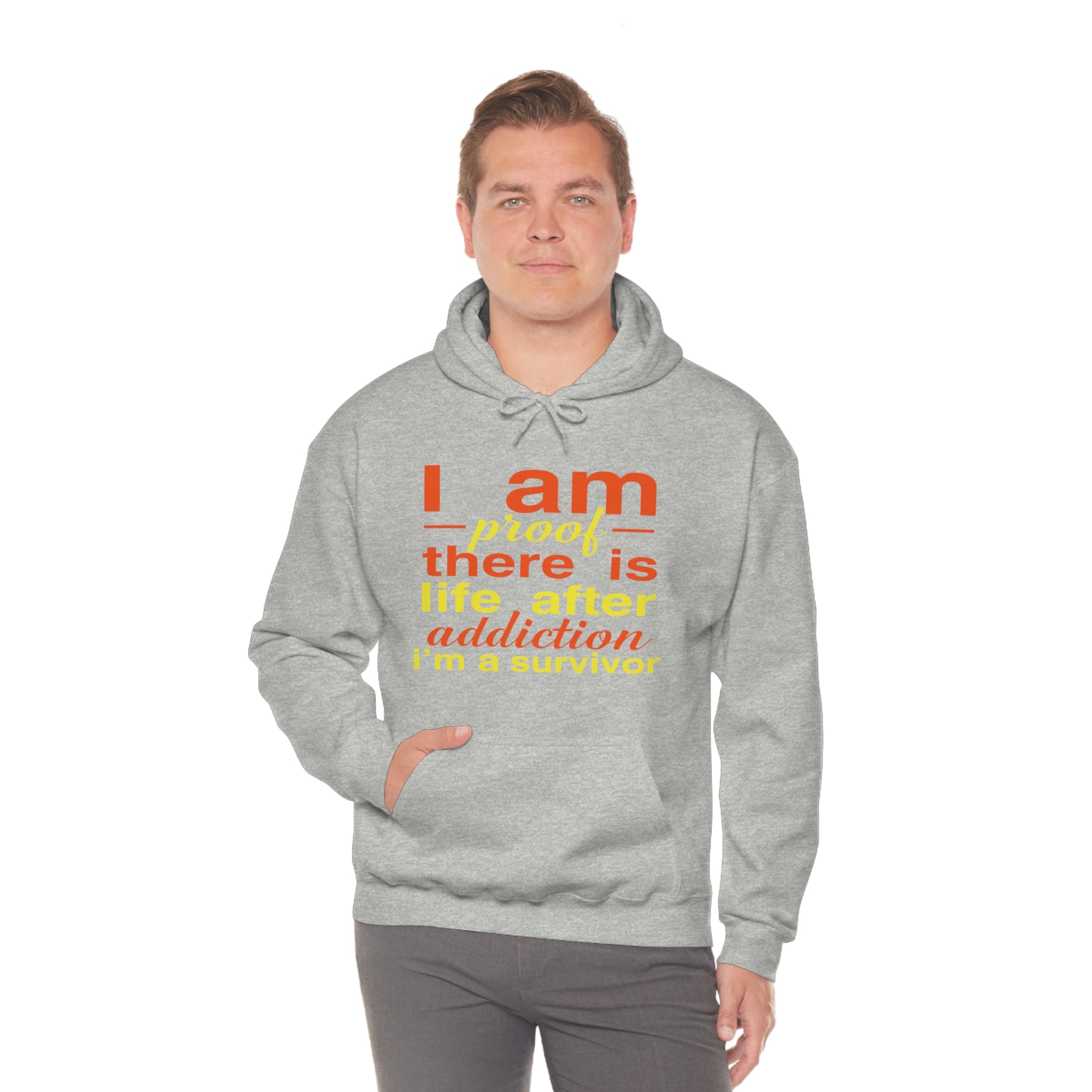 I Am Proof There Is Life After Addiction - Unisex Heavy Blend™ Hooded Sweatshirt