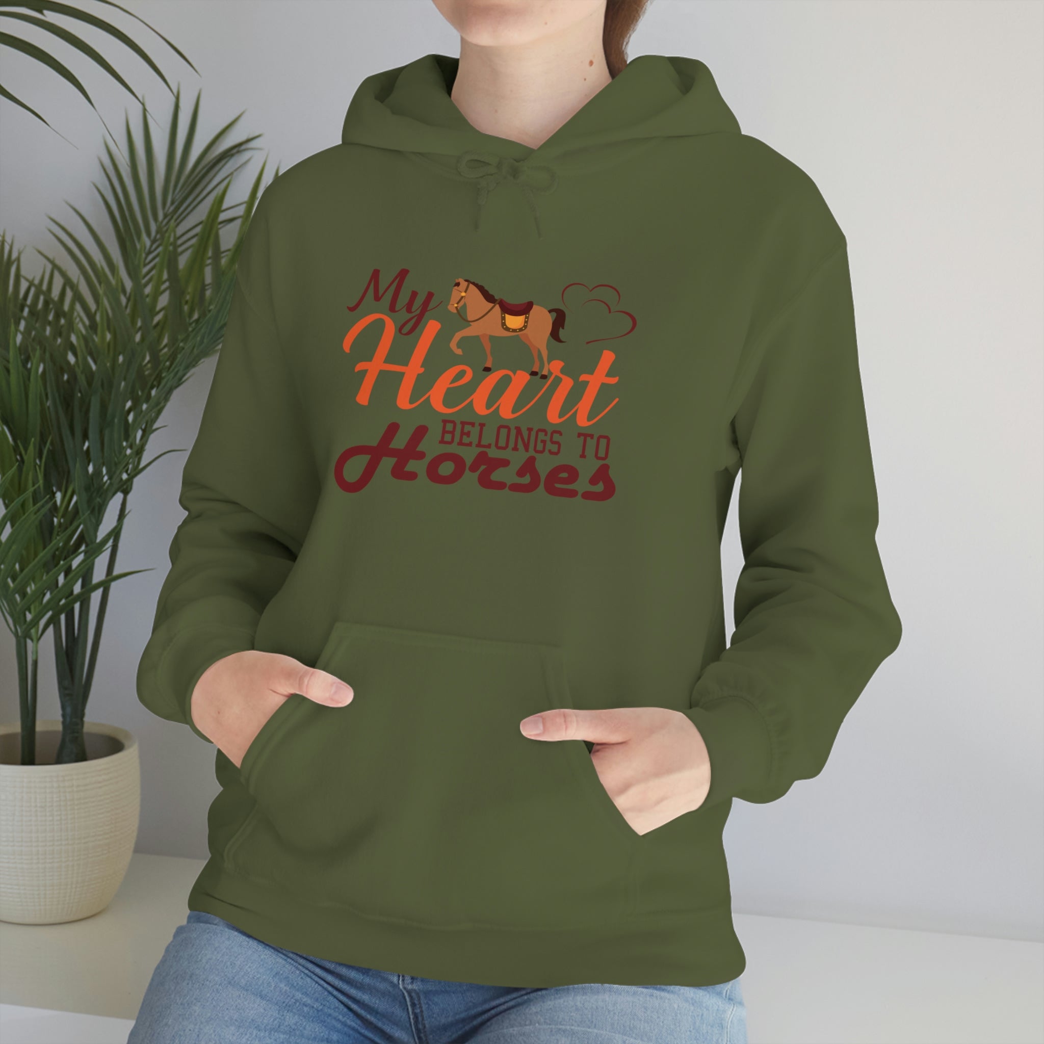 My Heart Belongs To Horses - Unisex Heavy Blend™ Hooded Sweatshirt
