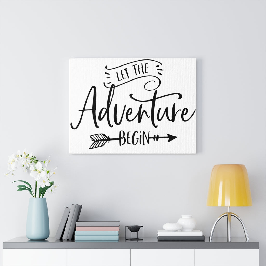 Let The Adventure Begin - White Canvas Print