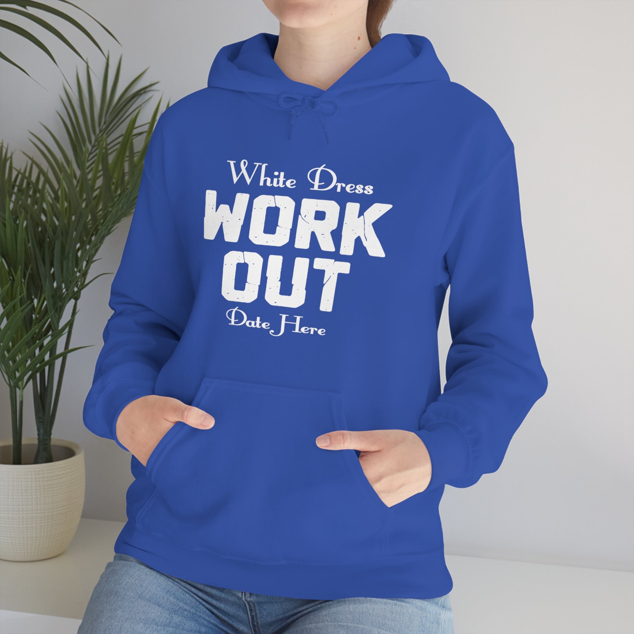 White Dress Work Out Wedding Date Customizable - Unisex Heavy Blend™ Hooded Sweatshirt