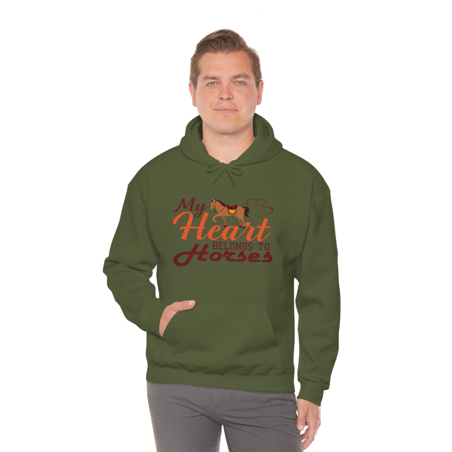 My Heart Belongs To Horses - Unisex Heavy Blend™ Hooded Sweatshirt