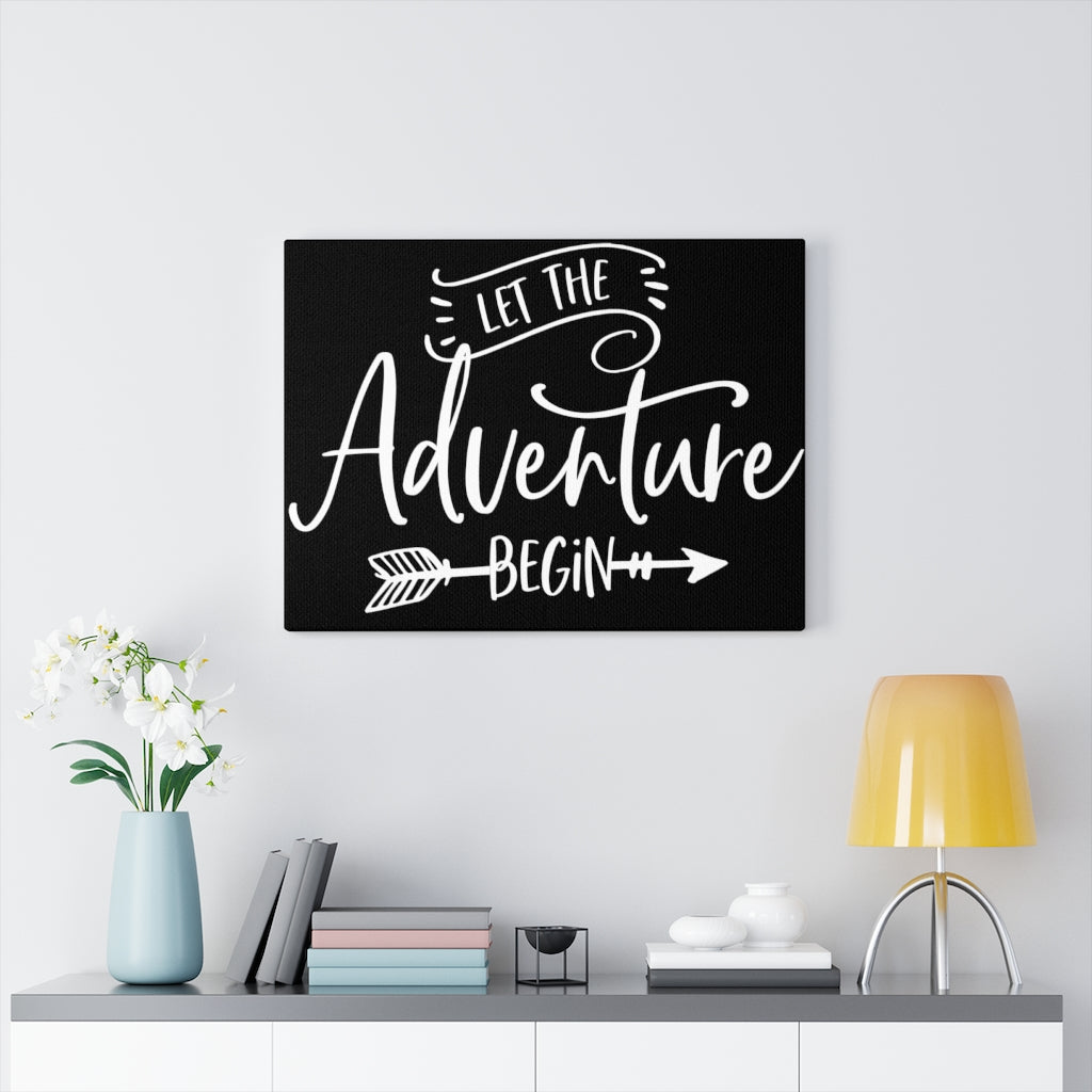 Let The Adventure Begin - Black Canvas Print