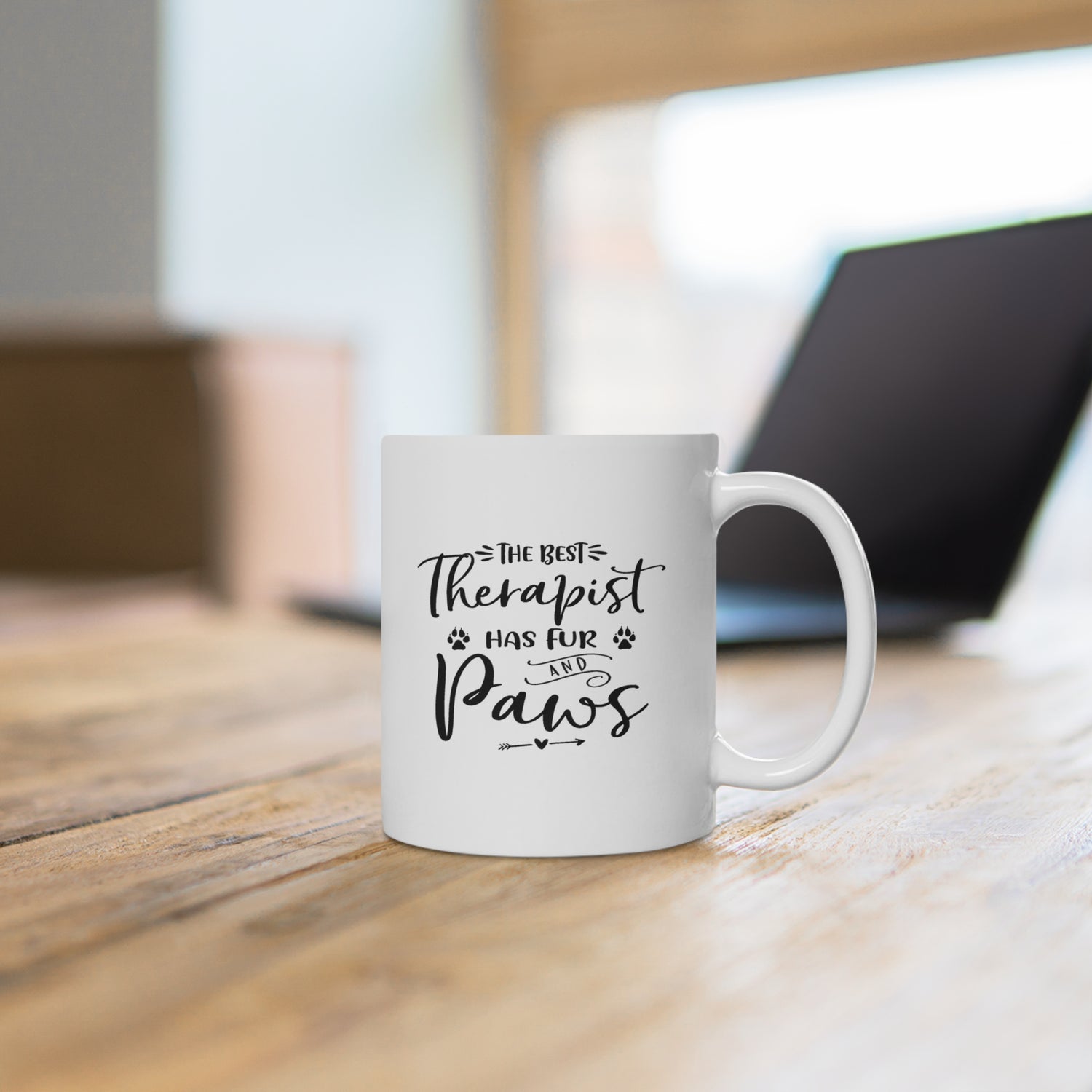 The Best Therapist Has Fur & Paws - White Ceramic Mug 2 sizes Available