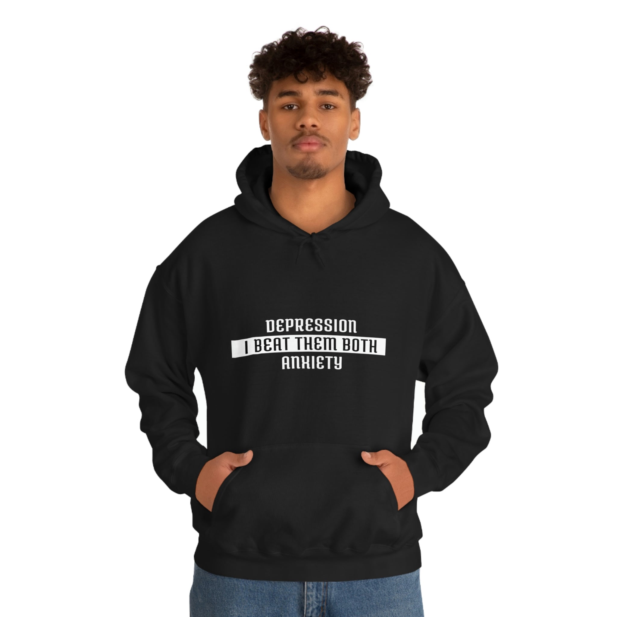 Depression & Anxiety I Beat Them Both - Unisex Heavy Blend™ Hooded Sweatshirt