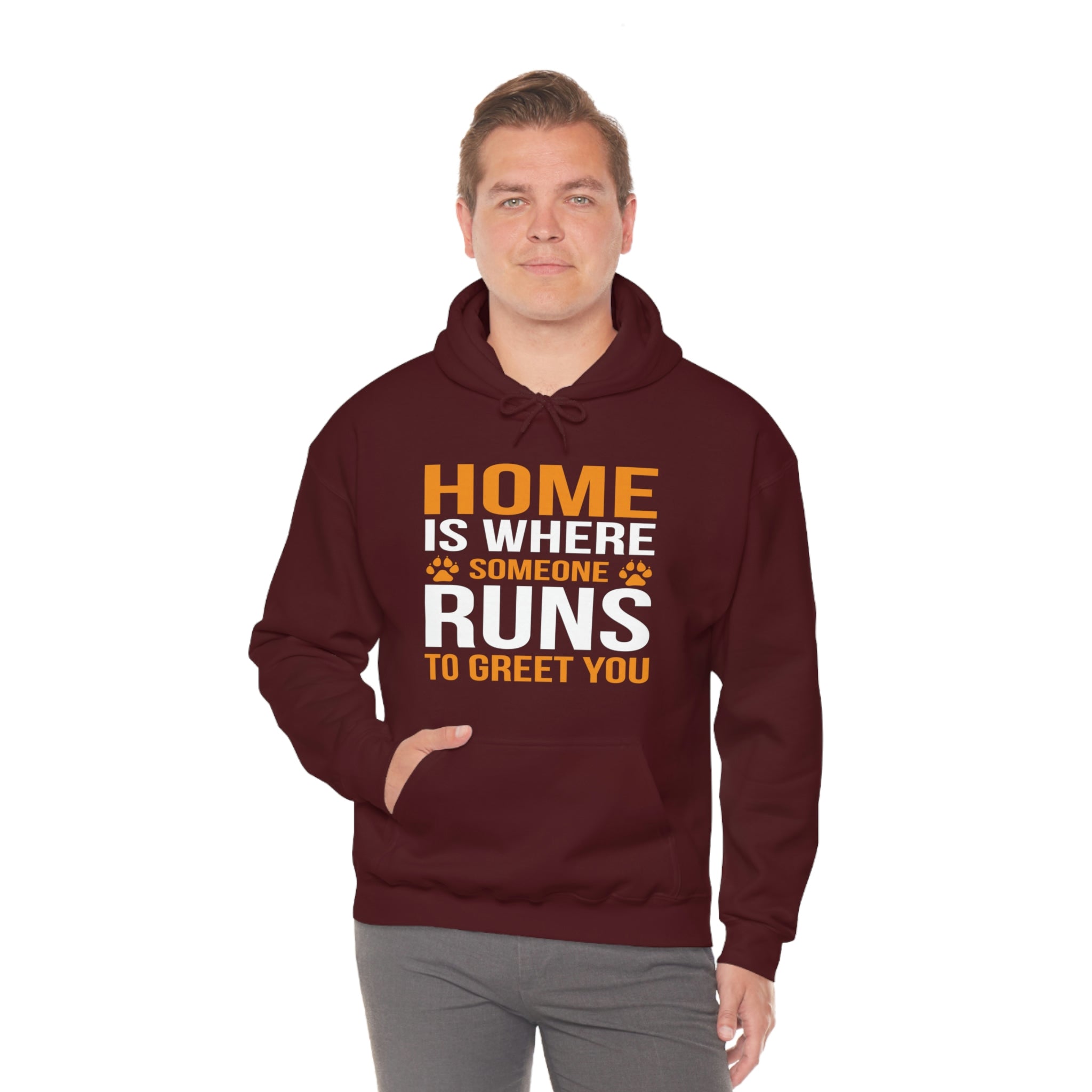 Home Is Where Someone Runs To Greet You - Unisex Heavy Blend™ Hooded Sweatshirt