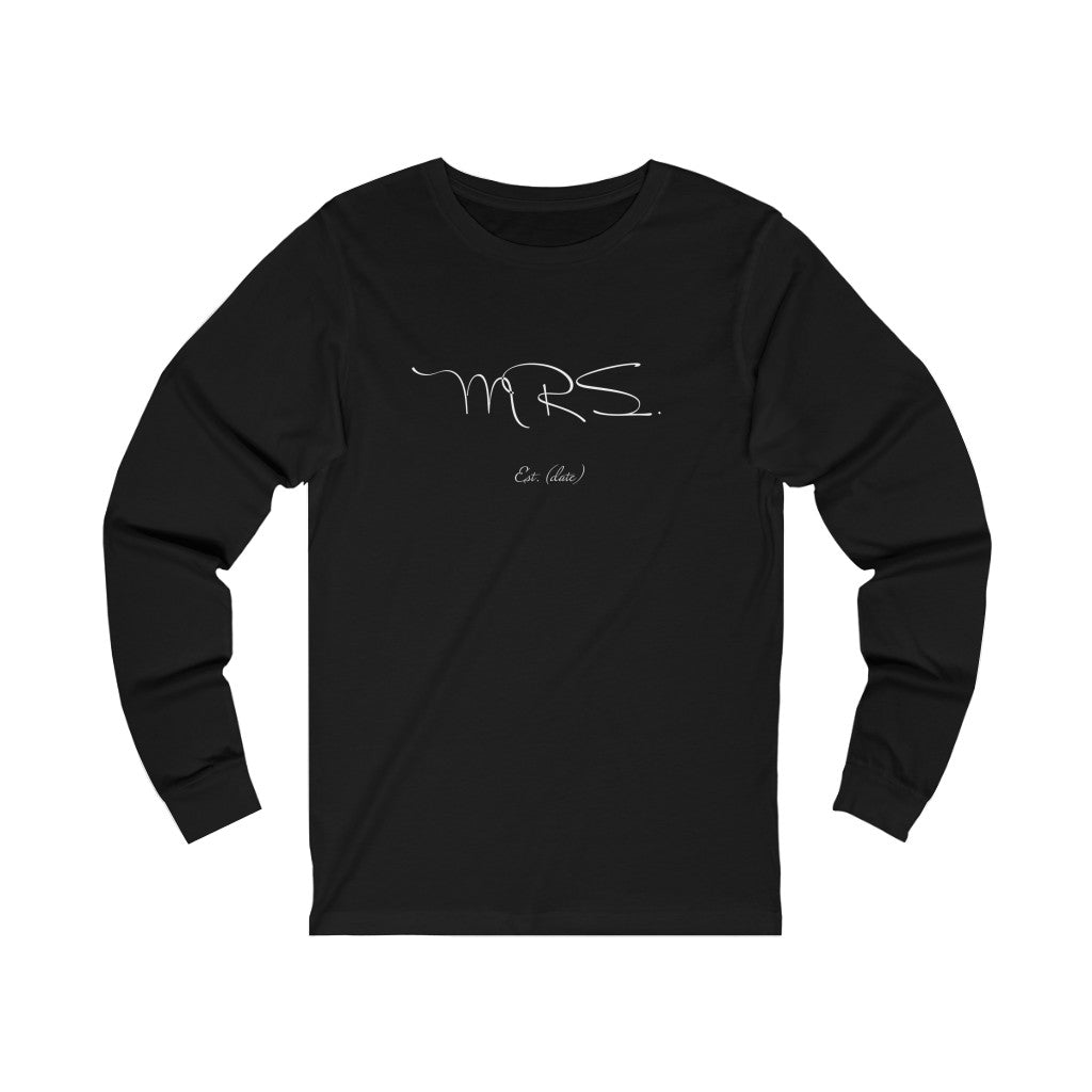 Mrs. Established Wedding Date Customizable - Unisex Jersey Long Sleeve Tee