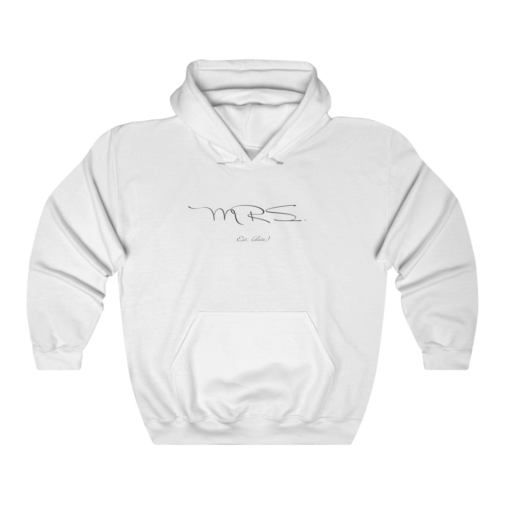Mrs. Established Wedding Date Customizable - Unisex Heavy Blend™ Hooded Sweatshirt