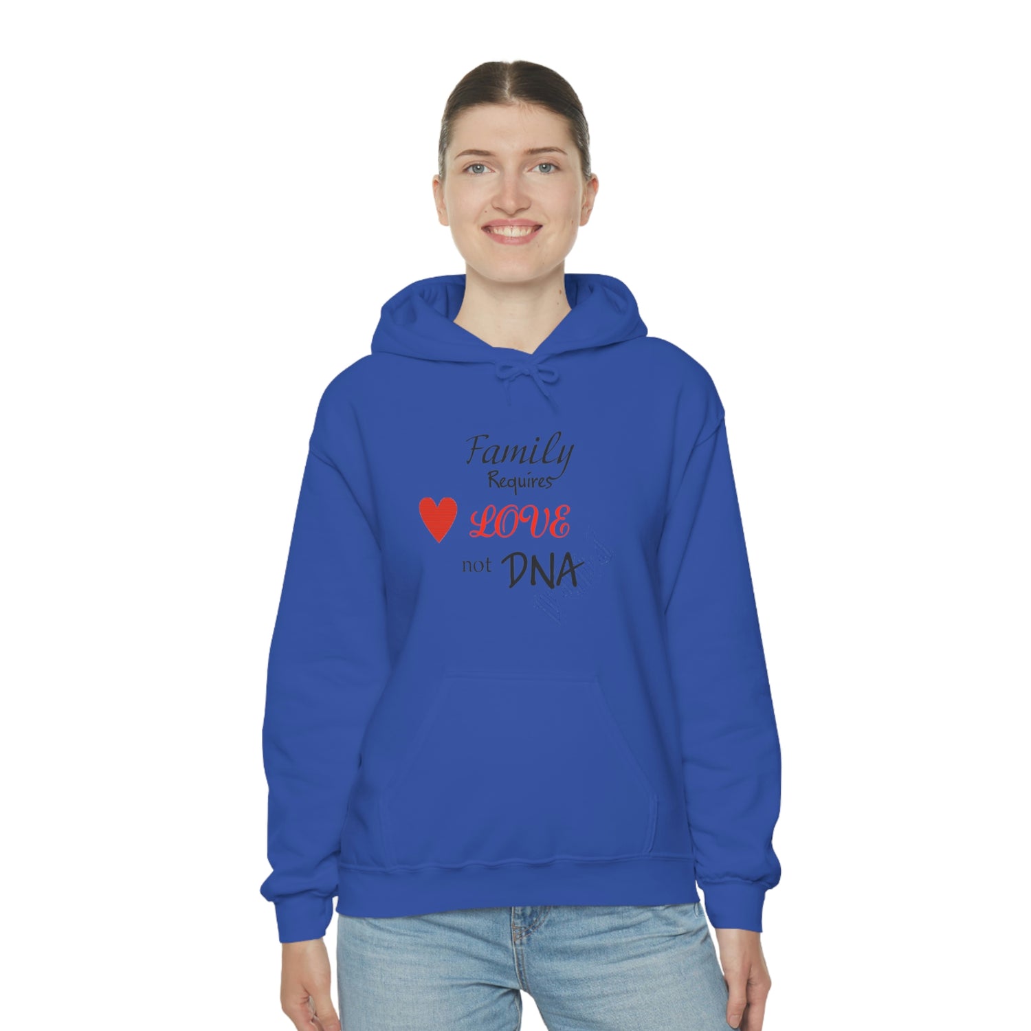 Family Requires Love Not DNA - Unisex Heavy Blend™ Hooded Sweatshirt