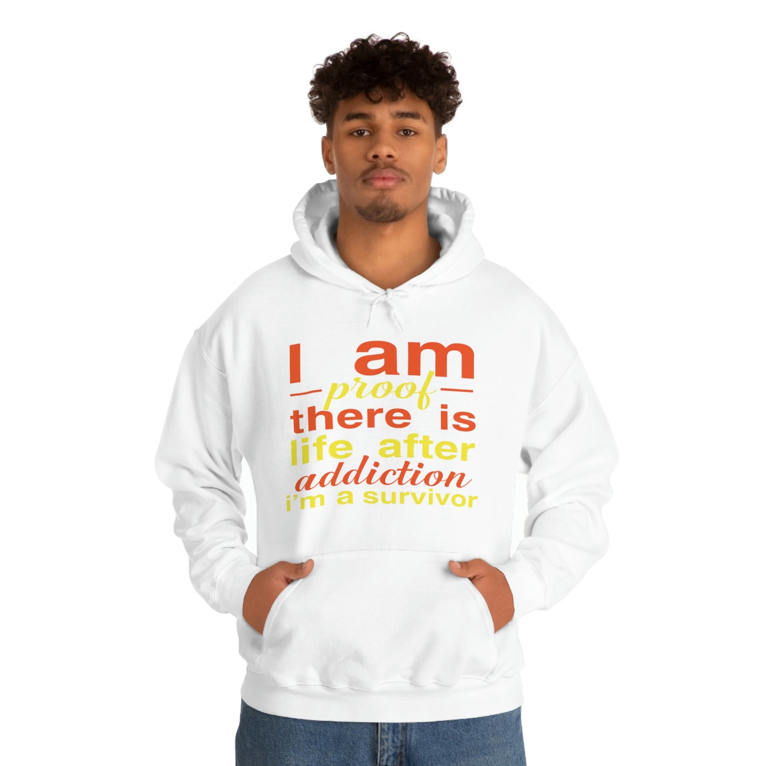 I Am Proof There Is Life After Addiction - Unisex Heavy Blend™ Hooded Sweatshirt