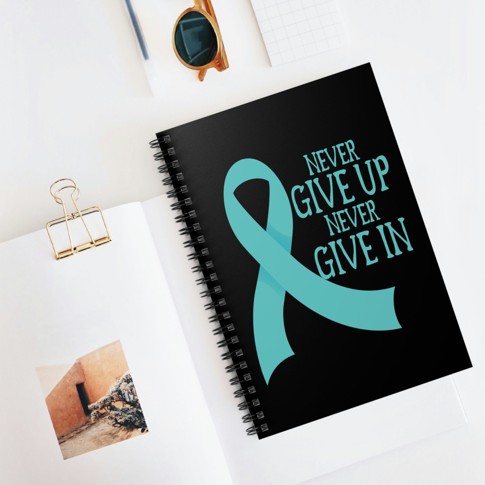 Never Give Up Never Give In - Spiral Notebook - Ruled Line