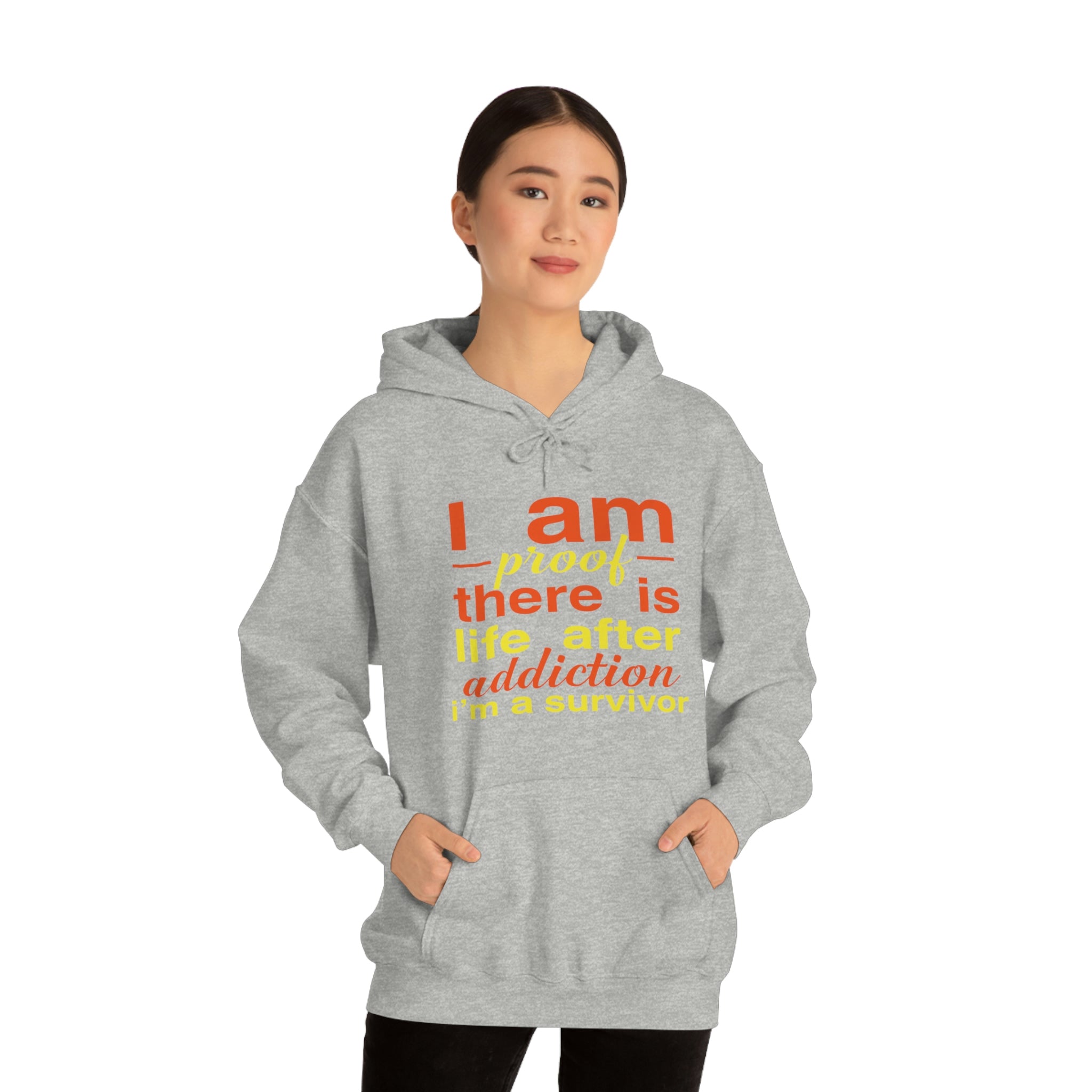 I Am Proof There Is Life After Addiction - Unisex Heavy Blend™ Hooded Sweatshirt