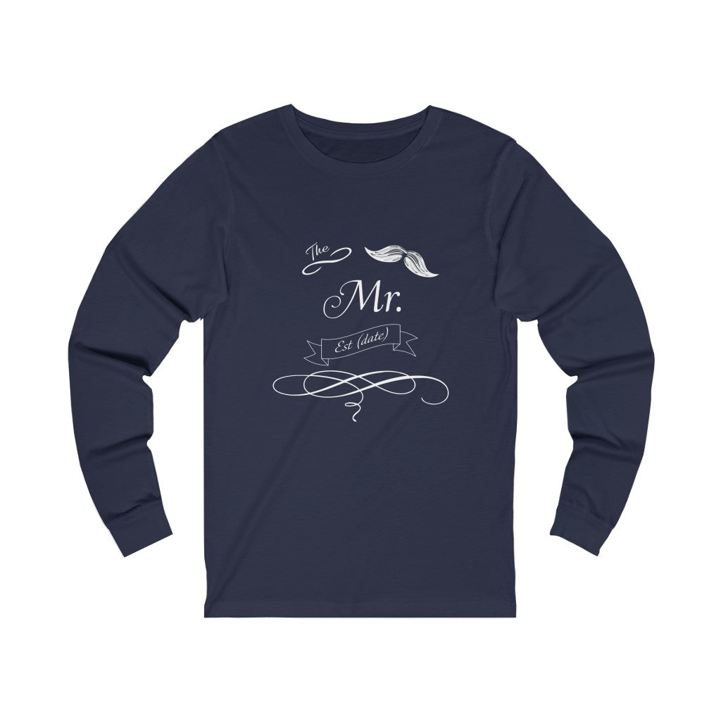 The Mr. Established Wedding Date Customizable - Unisex Jersey Long Sleeve Tee