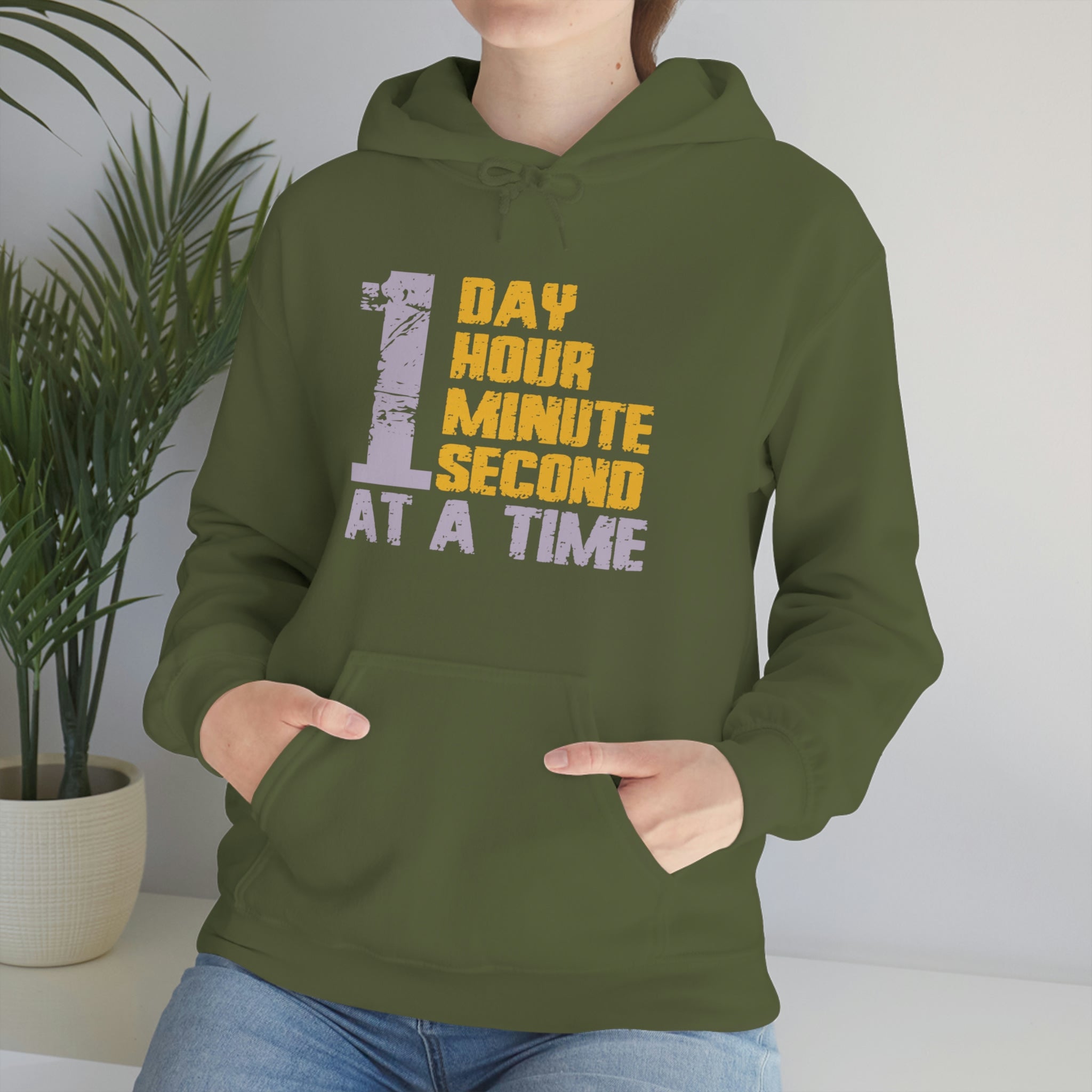 1 Day Hour Minute Second At A Time - Unisex Heavy Blend™ Hooded Sweatshirt