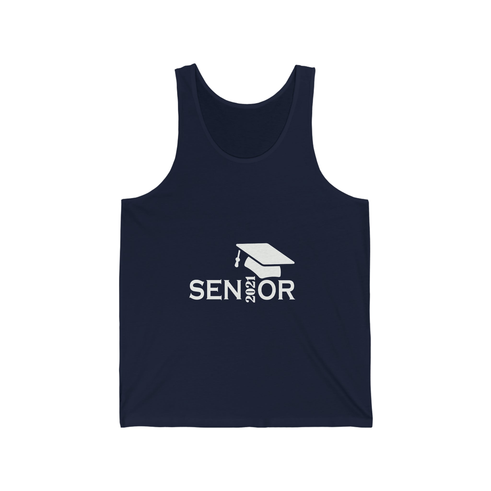 Senior Cap With Class Year Customizable - Unisex Jersey Tank Top
