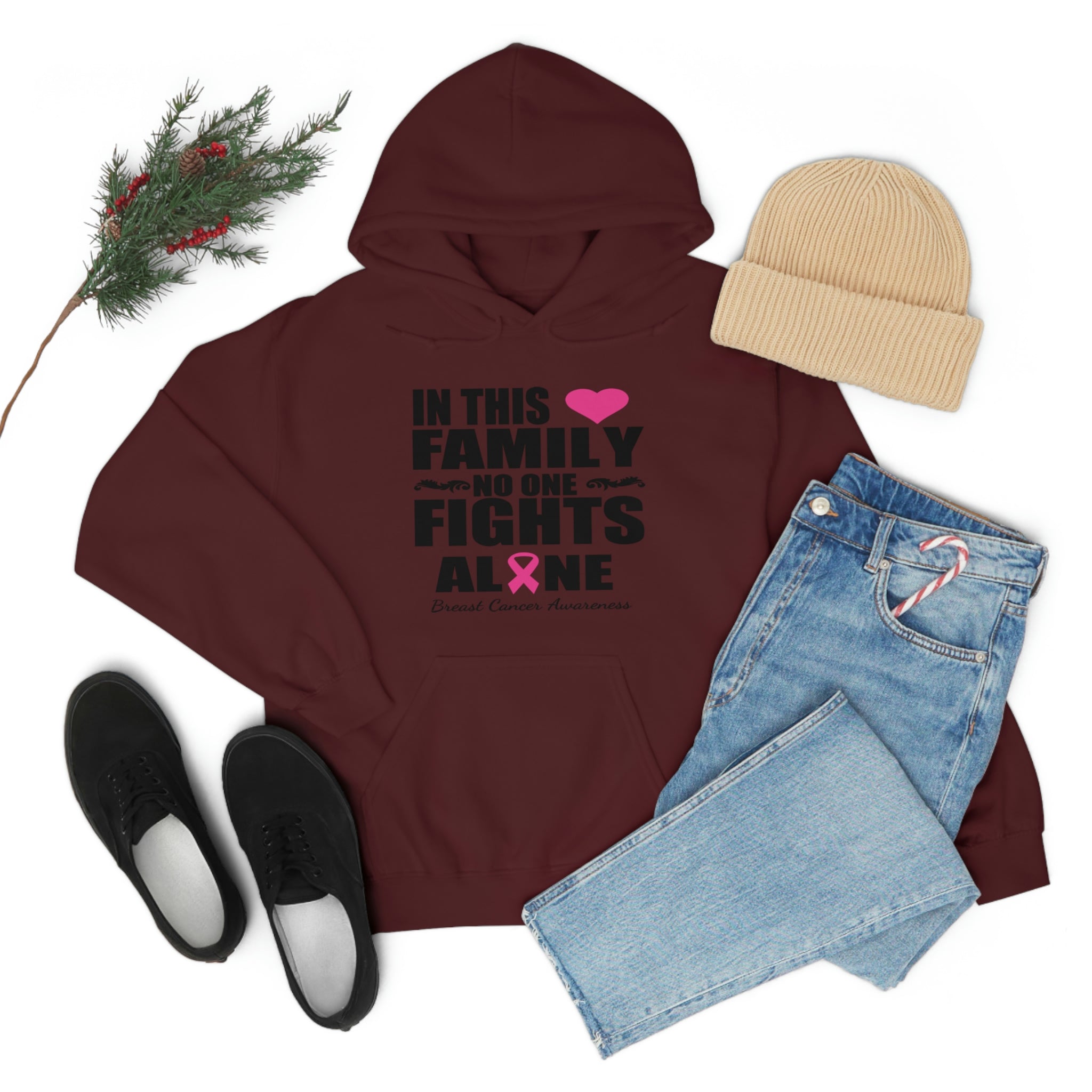 In This Family No One Fights Alone - Unisex Heavy Blend™ Hooded Sweatshirt