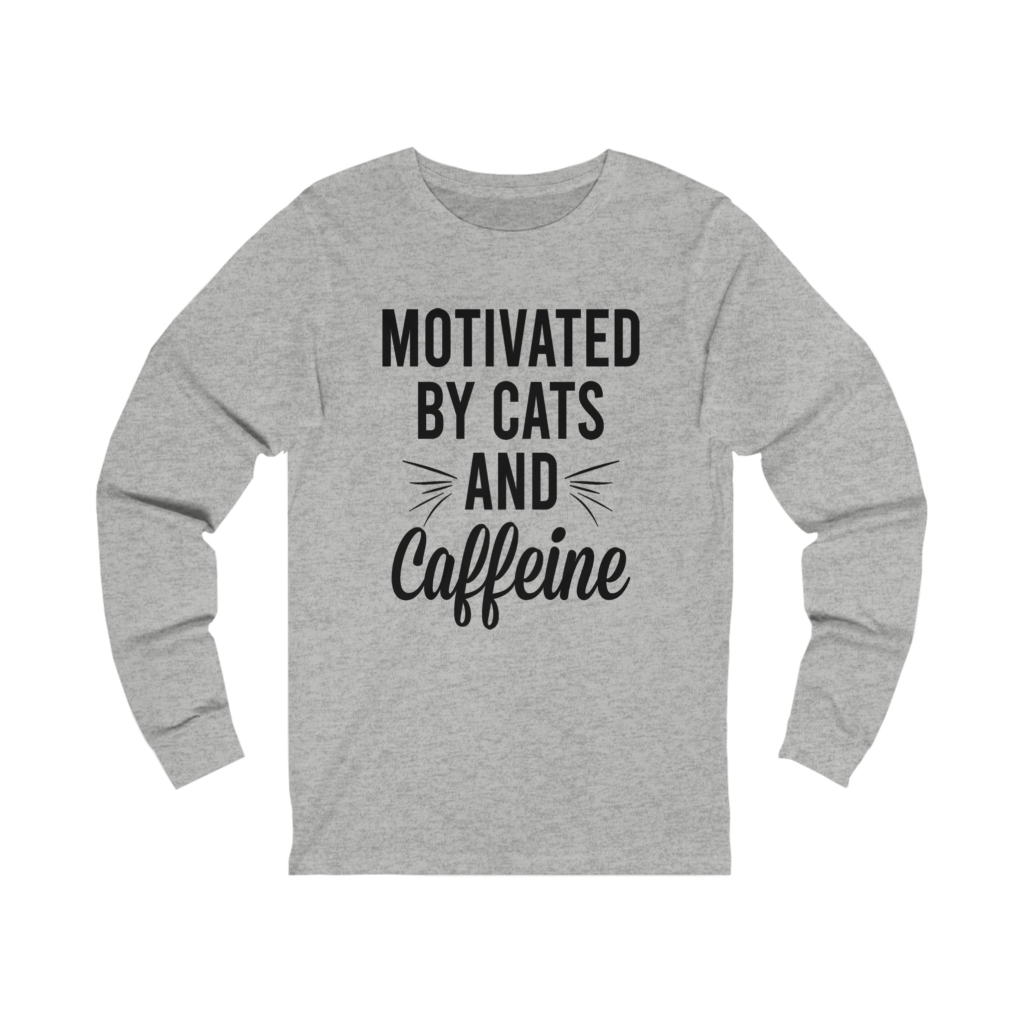 Motivated By Cats & Caffeine - Unisex Jersey Long Sleeve Tee