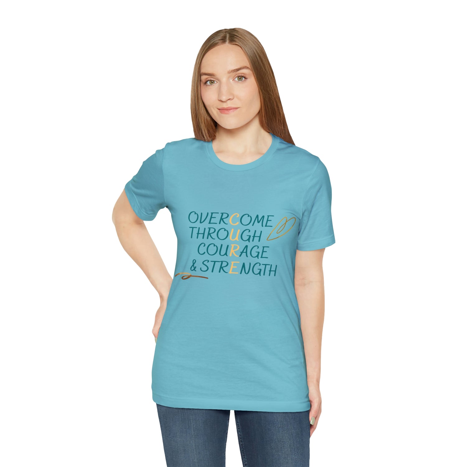 Overcome Through Courage and Strength - Unisex Jersey Short Sleeve Tee