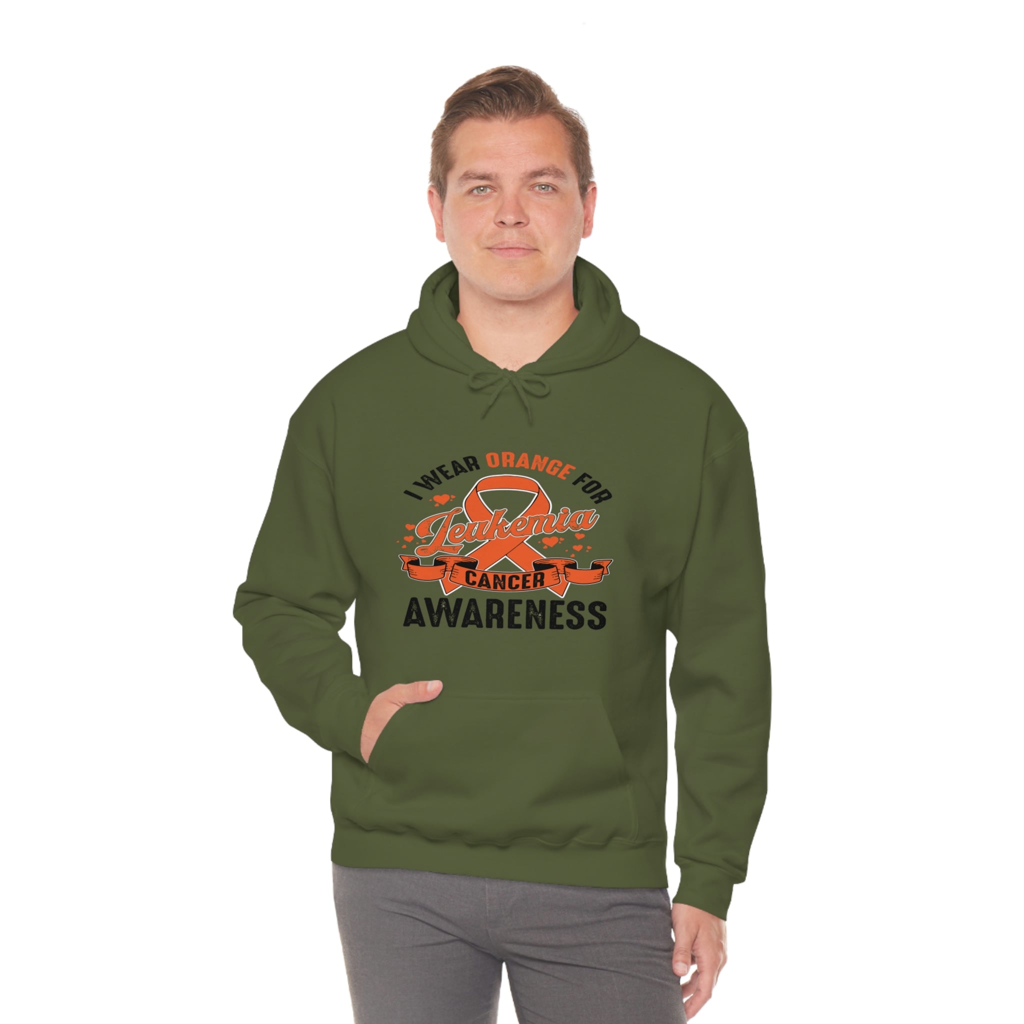 I Wear Orange For Leukemia Cancer Awareness - Unisex Heavy Blend™ Hooded Sweatshirt