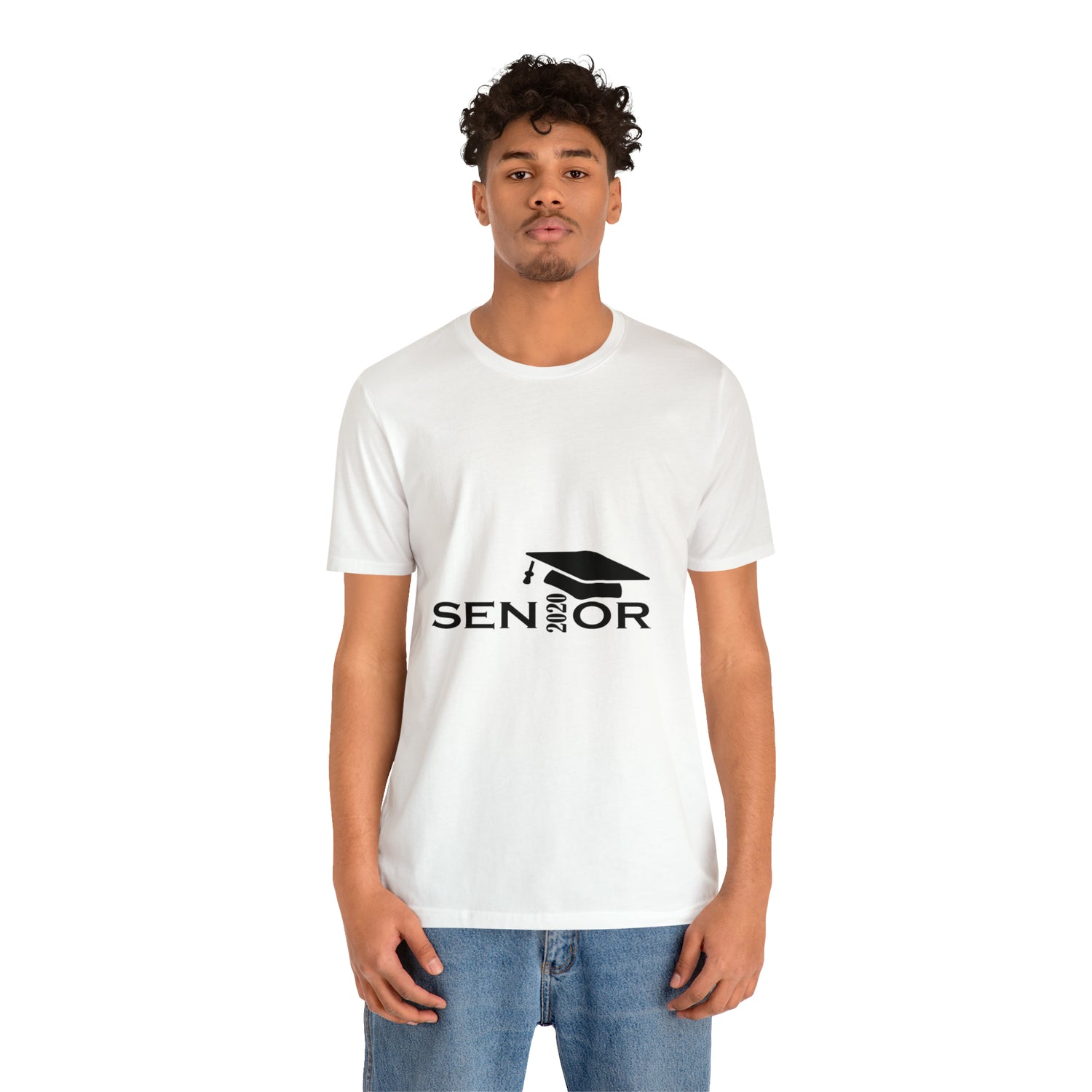 Senior Cap With Class Year Customizable - Unisex Jersey Short Sleeve Tee