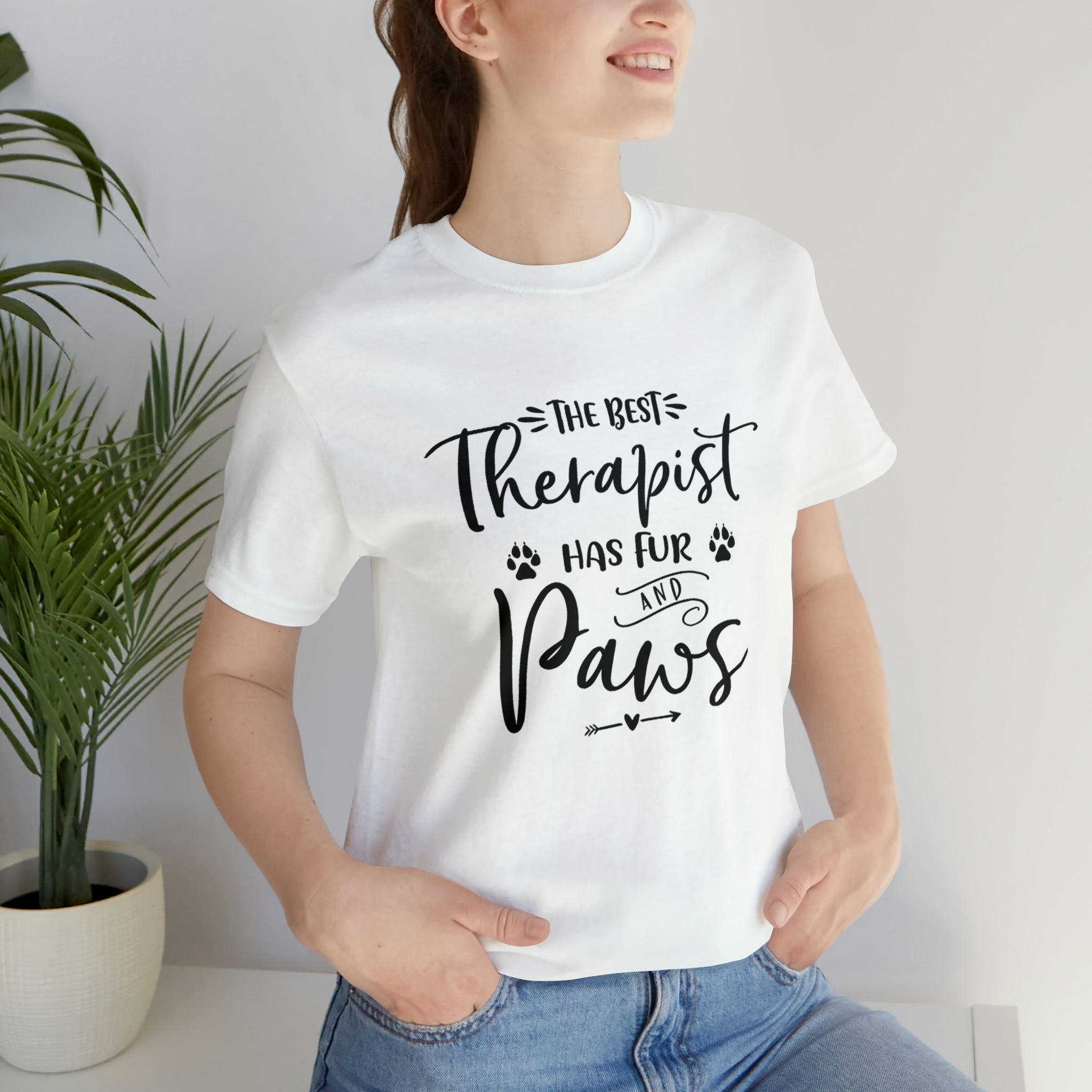 The Best Therapist Has Fur & Paws - Unisex Jersey Short Sleeve Tee
