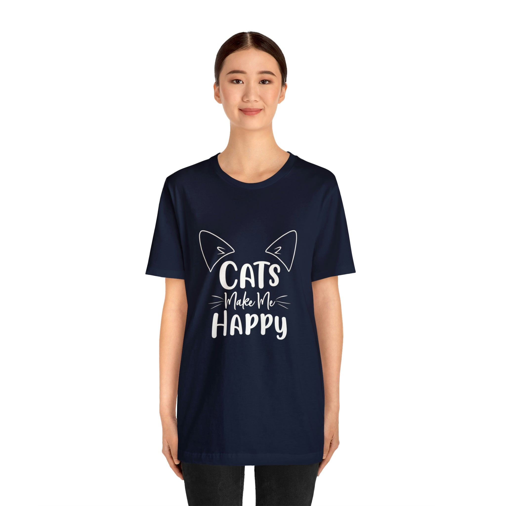 Cats Make Me Happy - Unisex Jersey Short Sleeve Tee