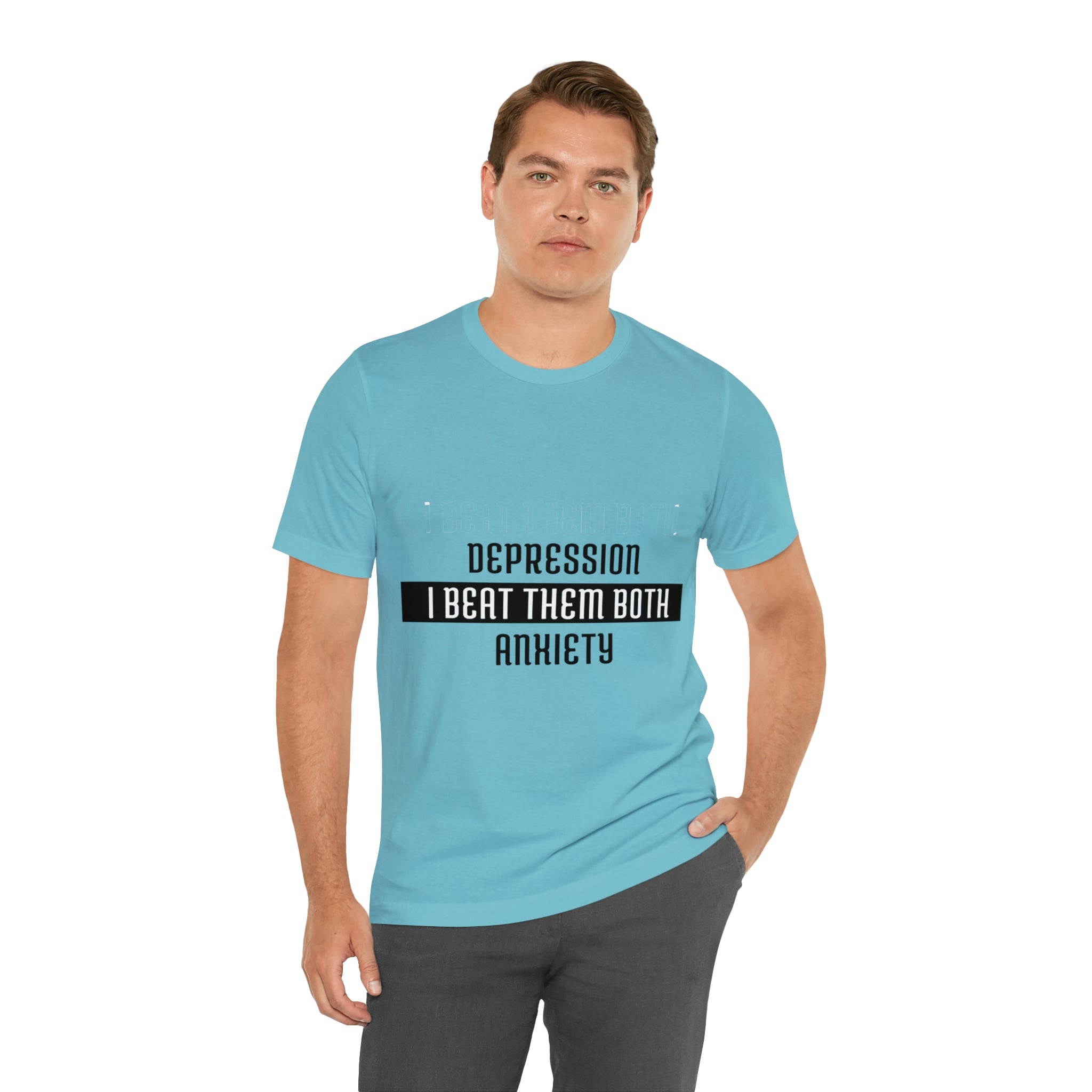 Depression & Anxiety I Beat Then Both - Unisex Jersey Short Sleeve Tee