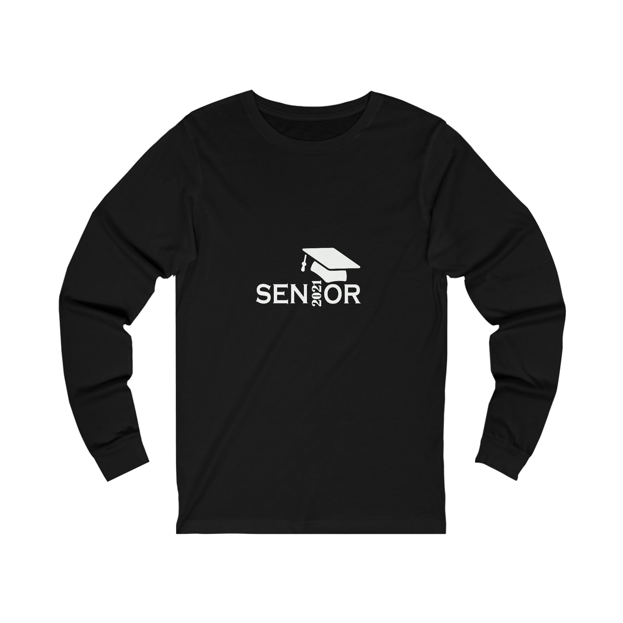 Senior Cap With Class Year Customizable - Unisex Jersey Long Sleeve Tee
