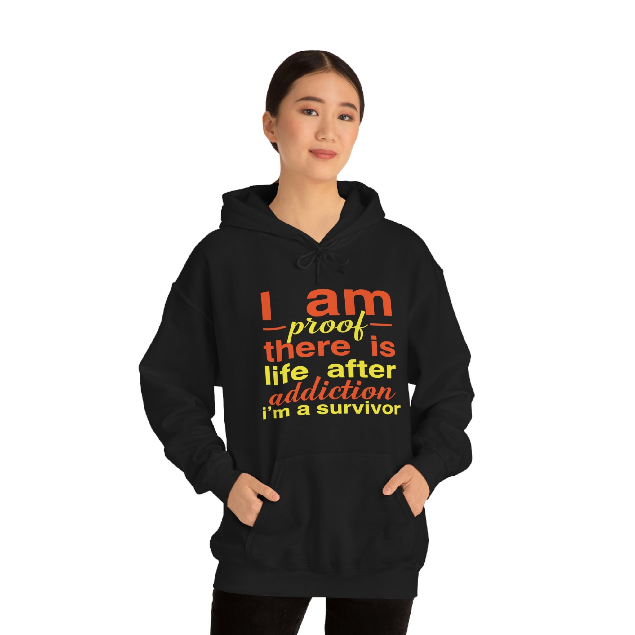 I Am Proof There Is Life After Addiction - Unisex Heavy Blend™ Hooded Sweatshirt