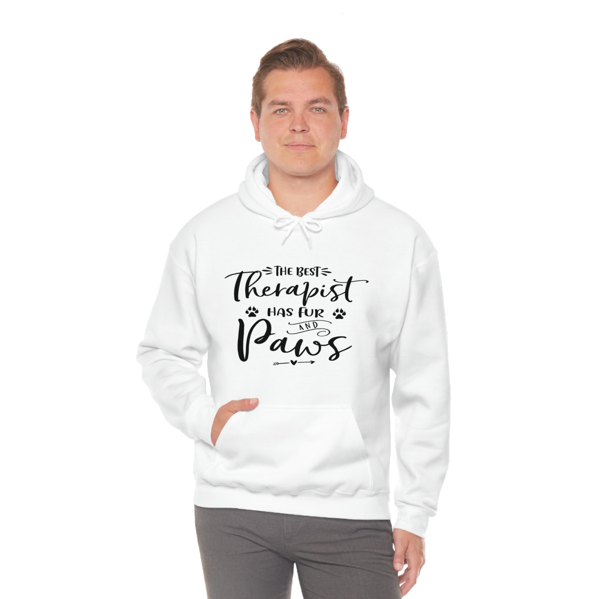 The Best Therapist Has Fur & Paws - Unisex Heavy Blend™ Hooded Sweatshirt