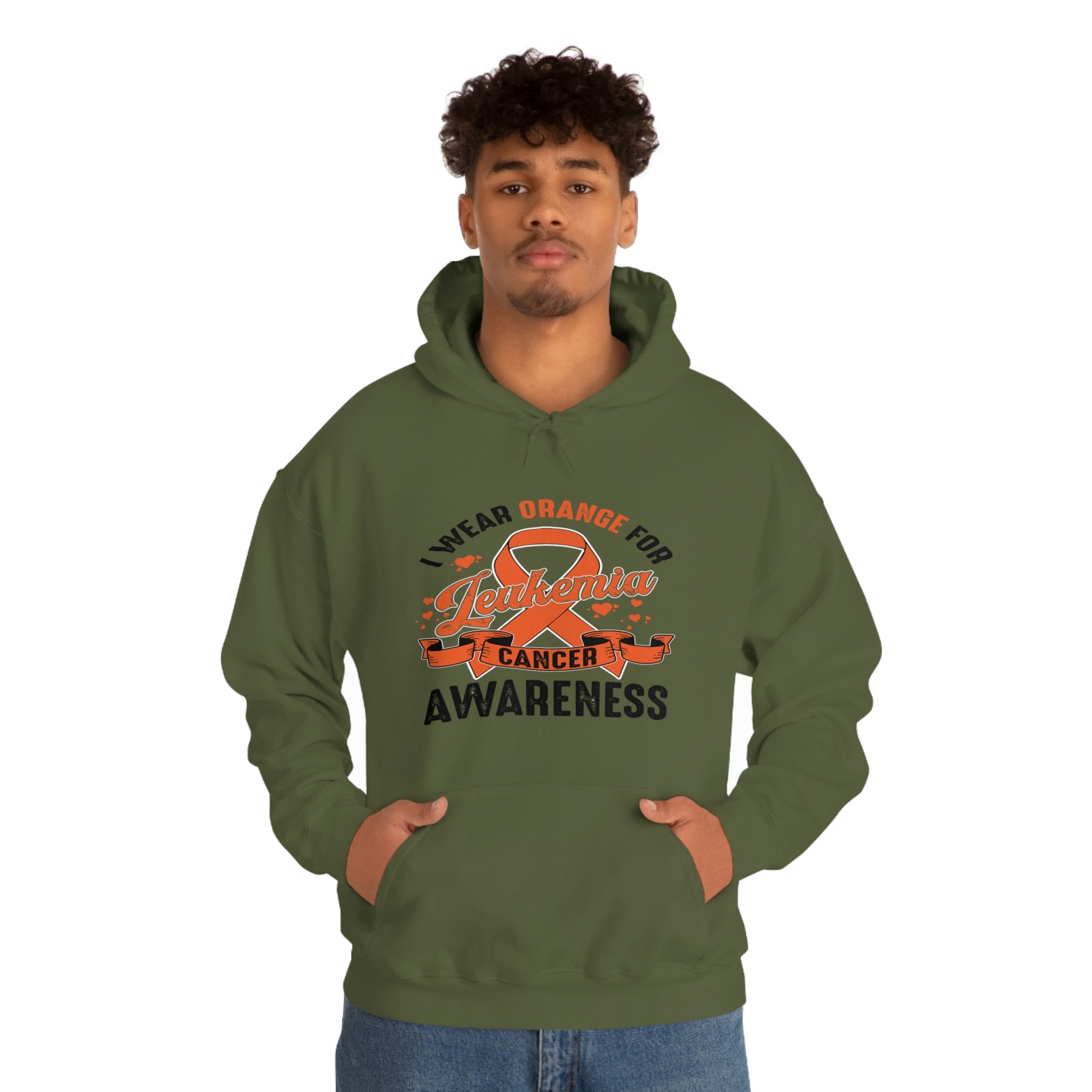 I Wear Orange For Leukemia Cancer Awareness - Unisex Heavy Blend™ Hooded Sweatshirt