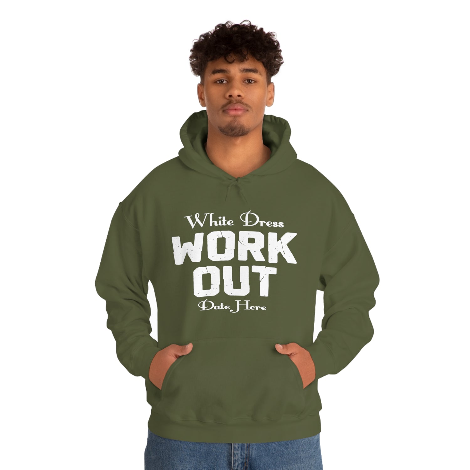 White Dress Work Out Wedding Date Customizable - Unisex Heavy Blend™ Hooded Sweatshirt