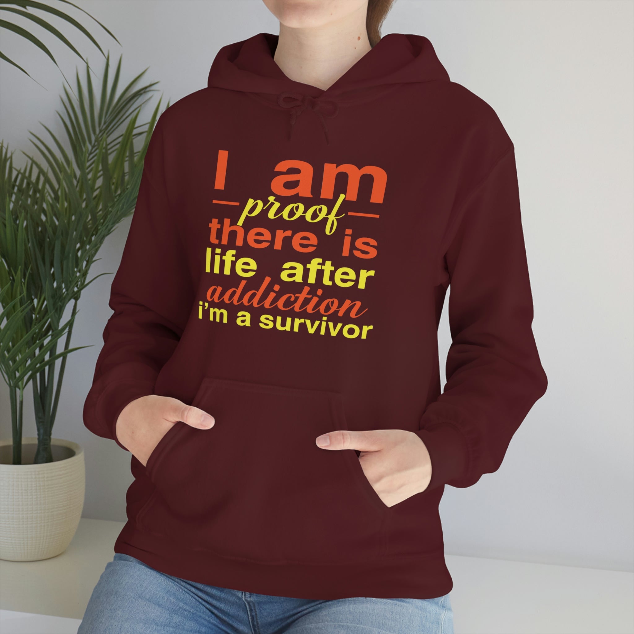 I Am Proof There Is Life After Addiction - Unisex Heavy Blend™ Hooded Sweatshirt