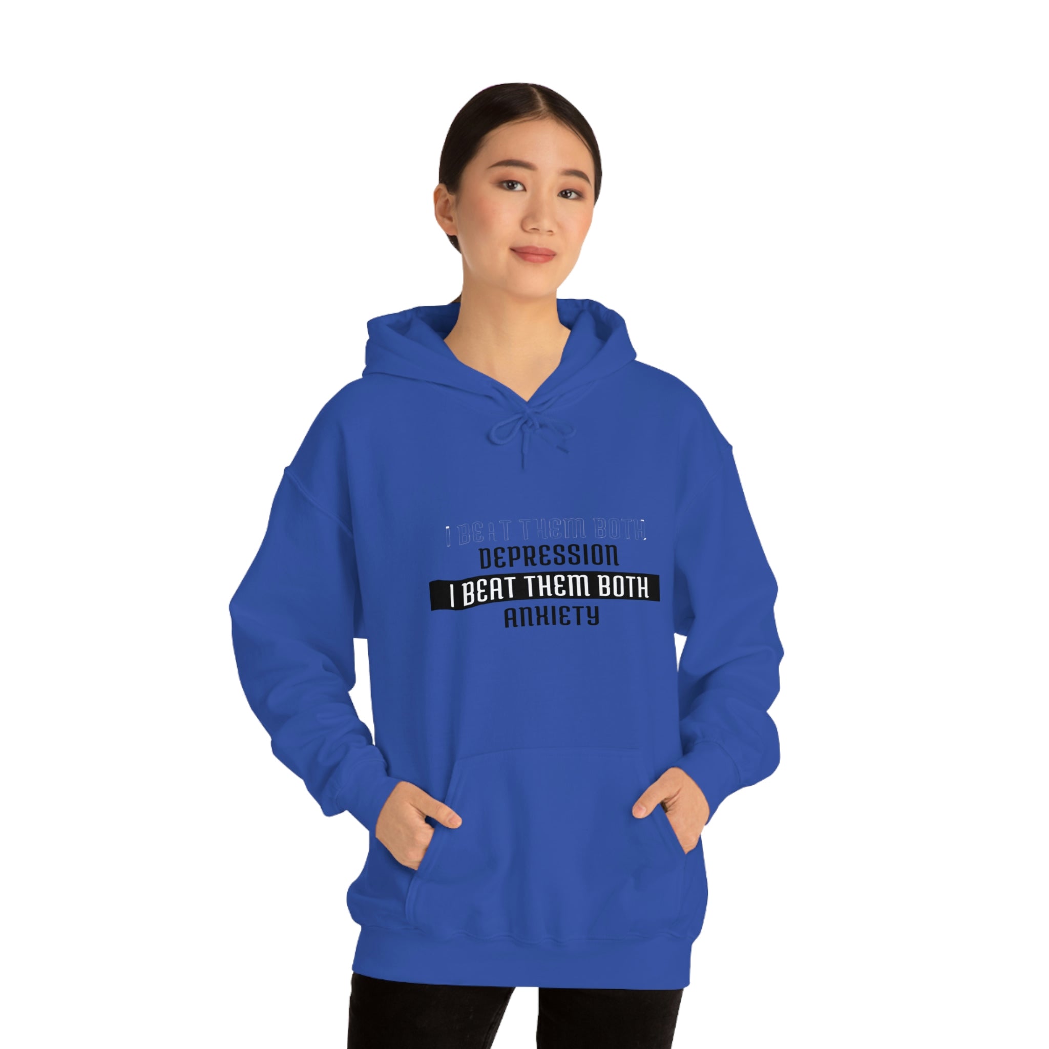 Depression & Anxiety I Beat Them Both - Unisex Heavy Blend™ Hooded Sweatshirt