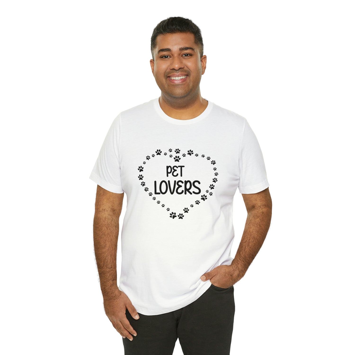 Pet Lovers With Paw Heart - Unisex Jersey Short Sleeve Tee