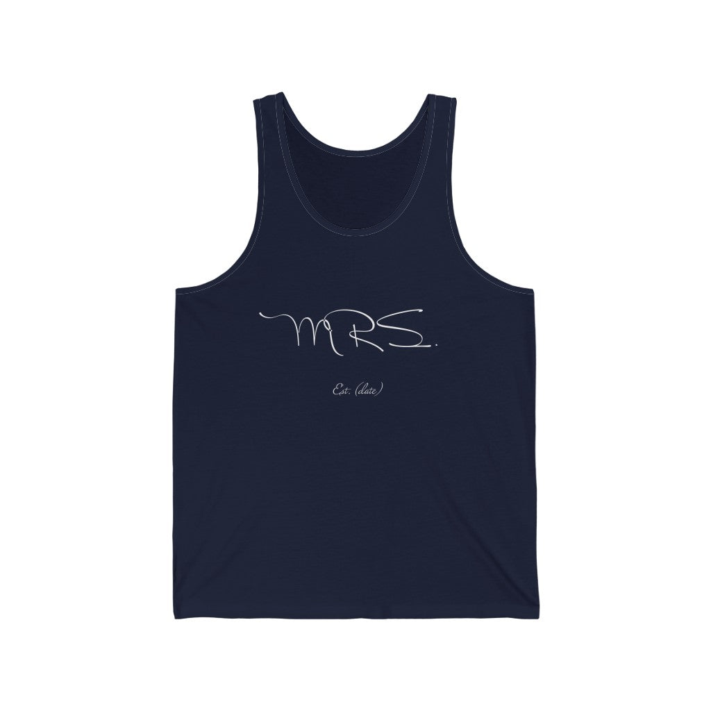 Mrs. Established Wedding Date Customizable - Unisex Jersey Tank Top
