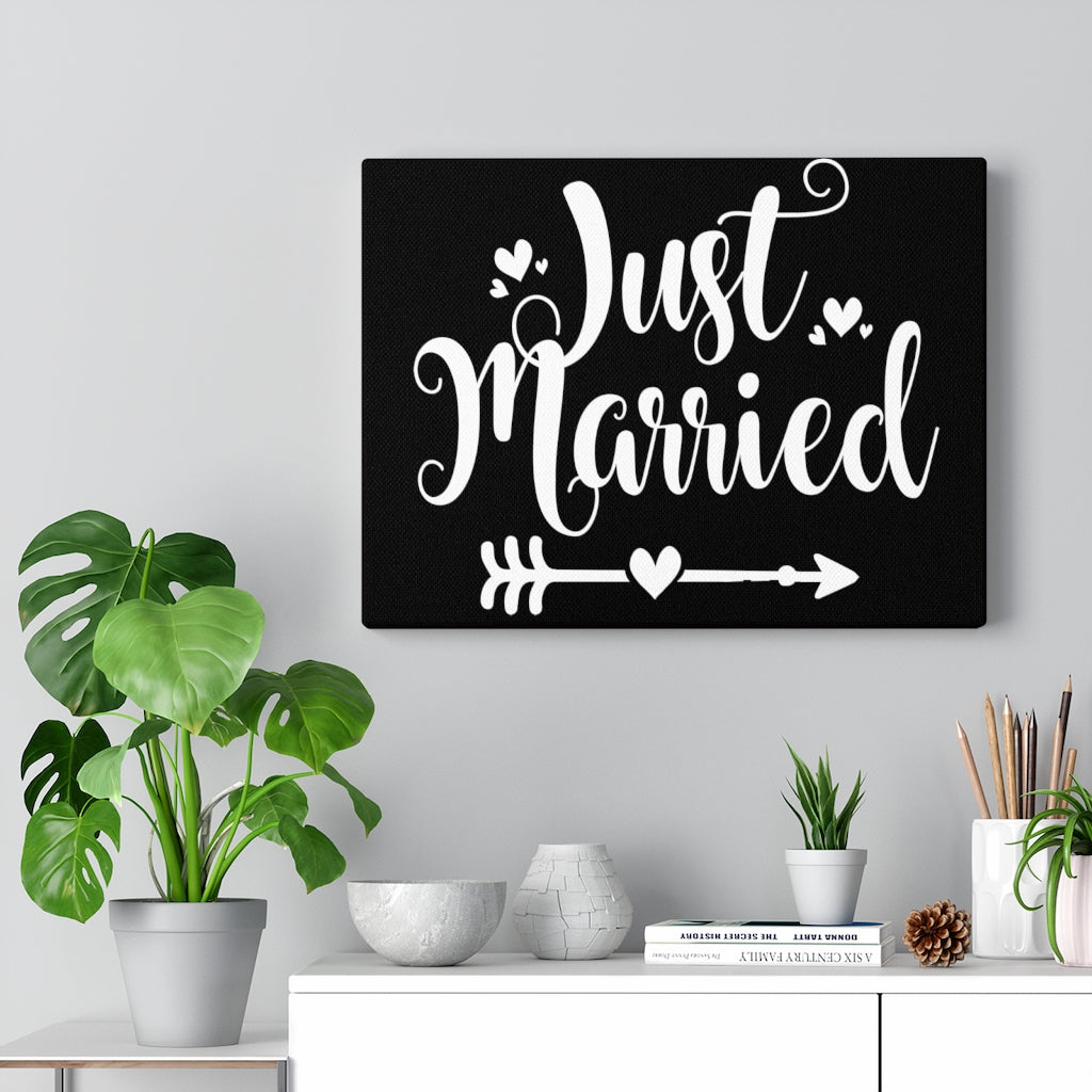 Just Married - Black Canvas Print