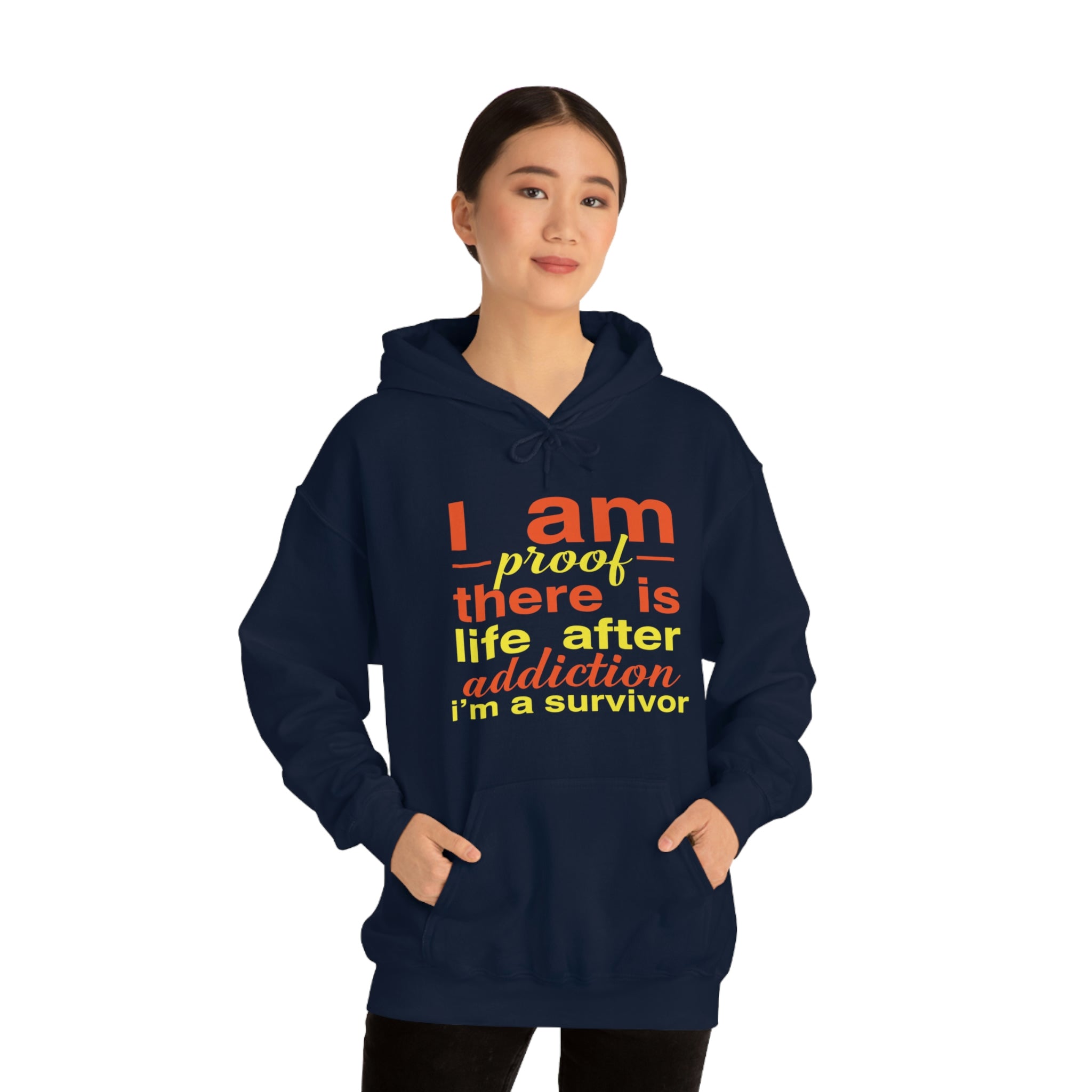 I Am Proof There Is Life After Addiction - Unisex Heavy Blend™ Hooded Sweatshirt