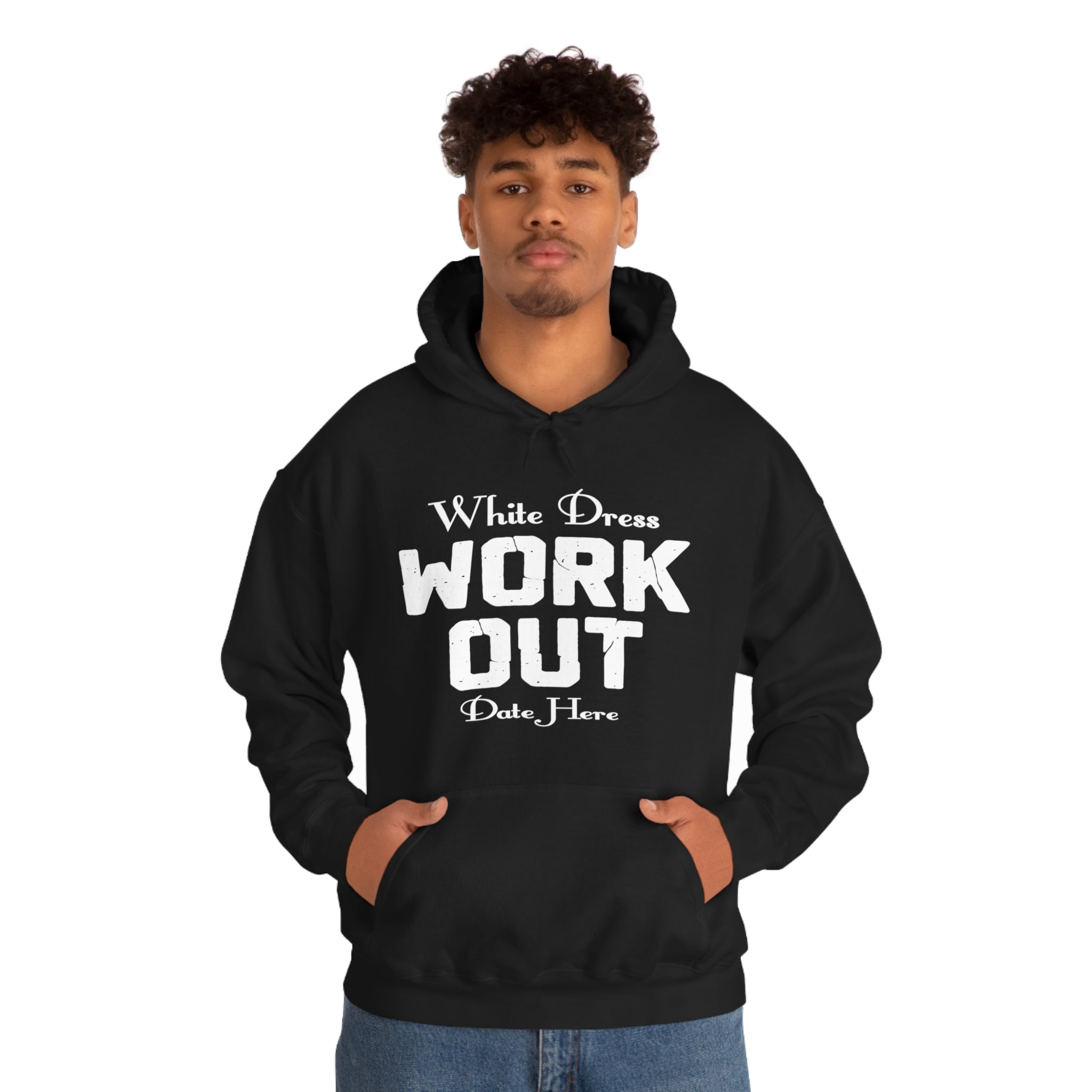 White Dress Work Out Wedding Date Customizable - Unisex Heavy Blend™ Hooded Sweatshirt
