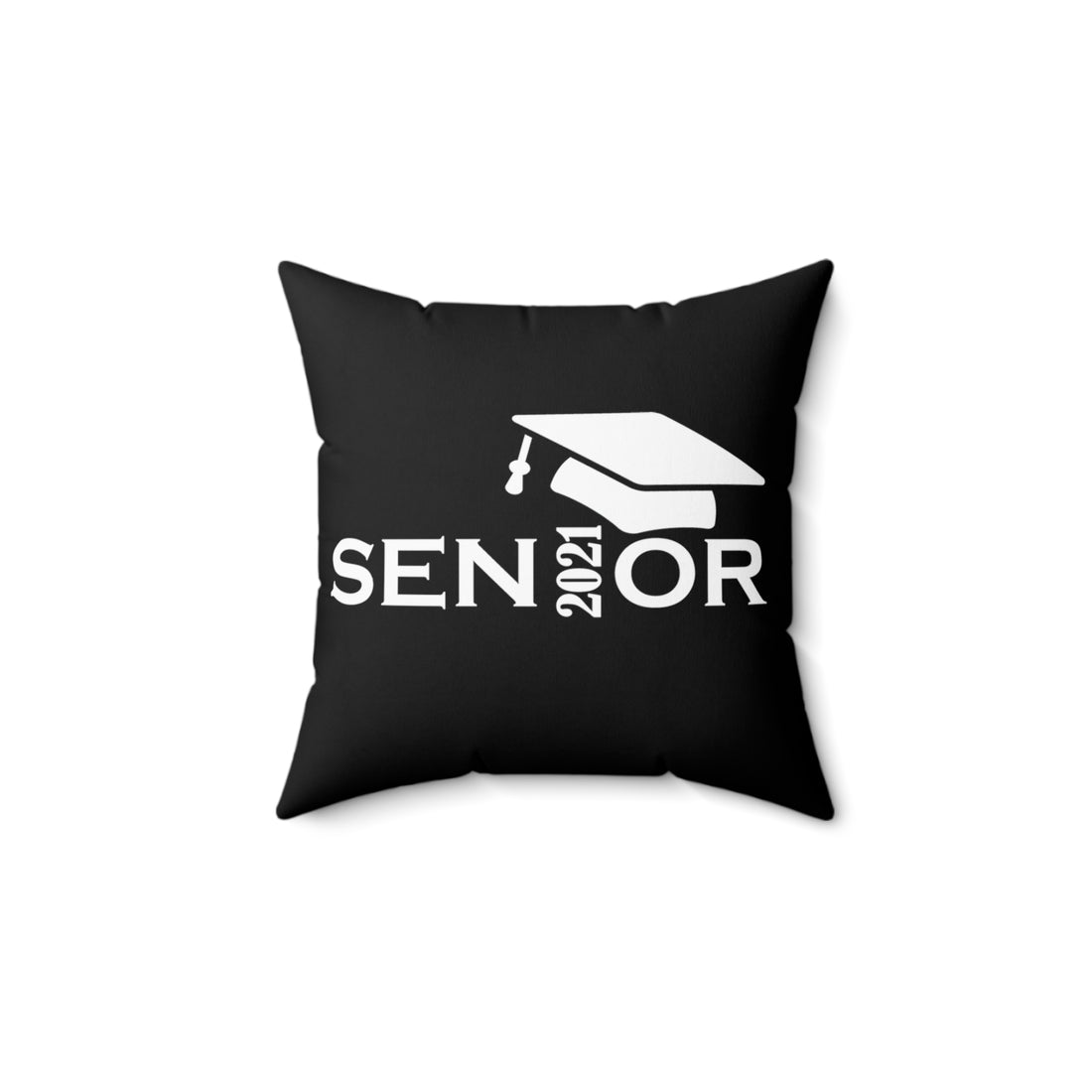 Senior Cap With Class Year Customizable - Black Pillow