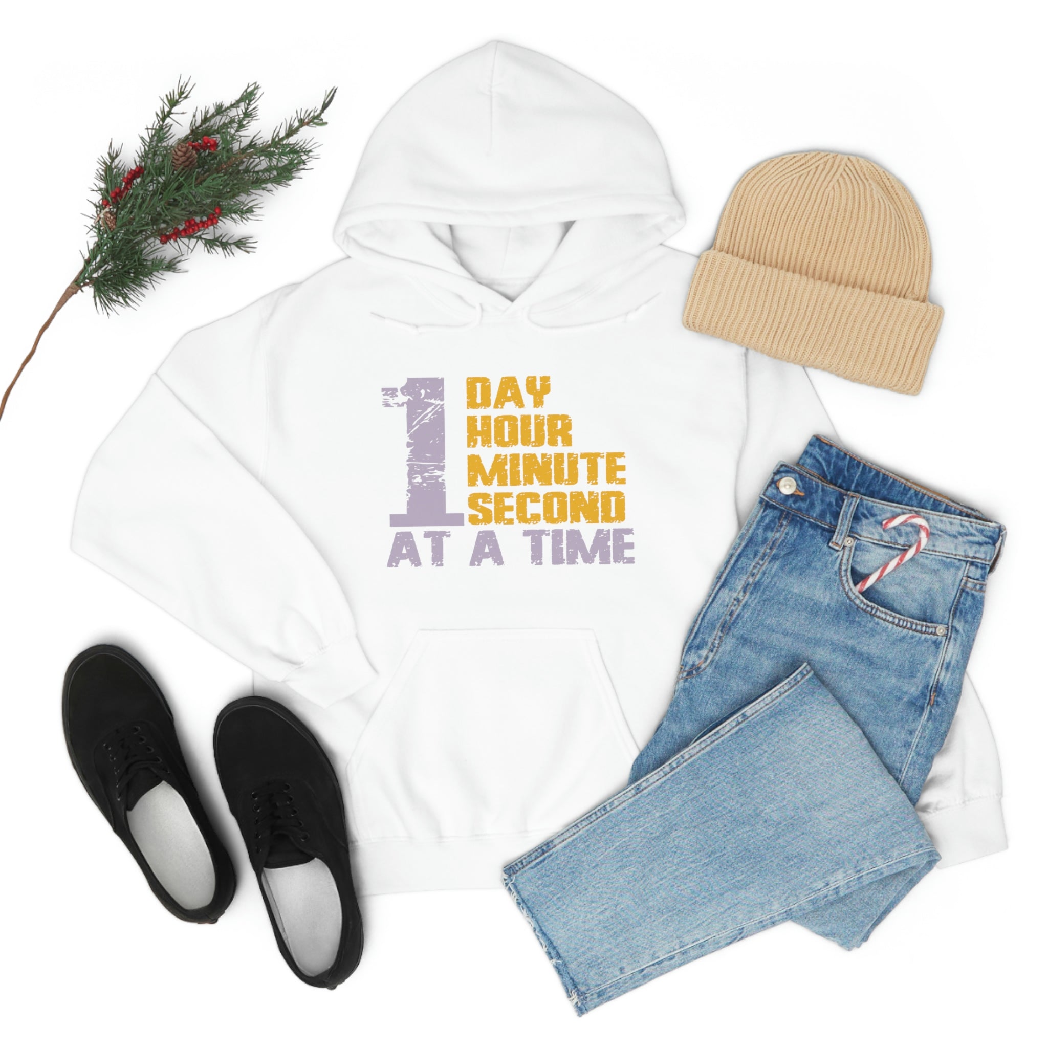 1 Day Hour Minute Second At A Time - Unisex Heavy Blend™ Hooded Sweatshirt