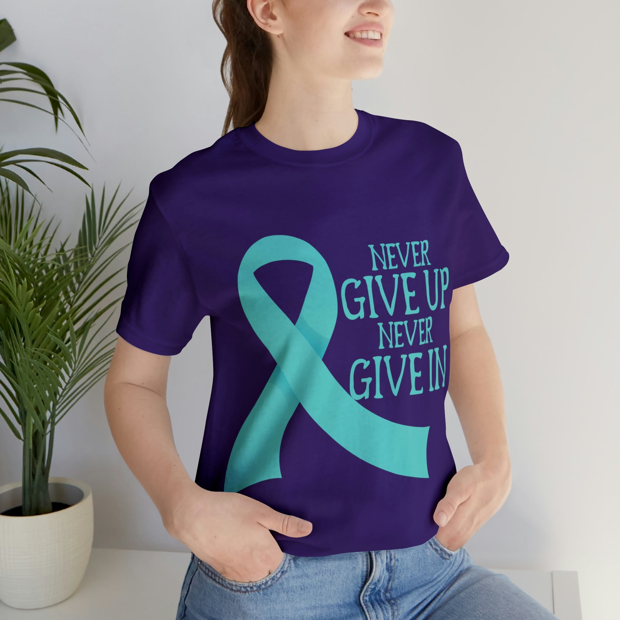 Never Give Up Never Give In - Unisex Jersey Short Sleeve Tee