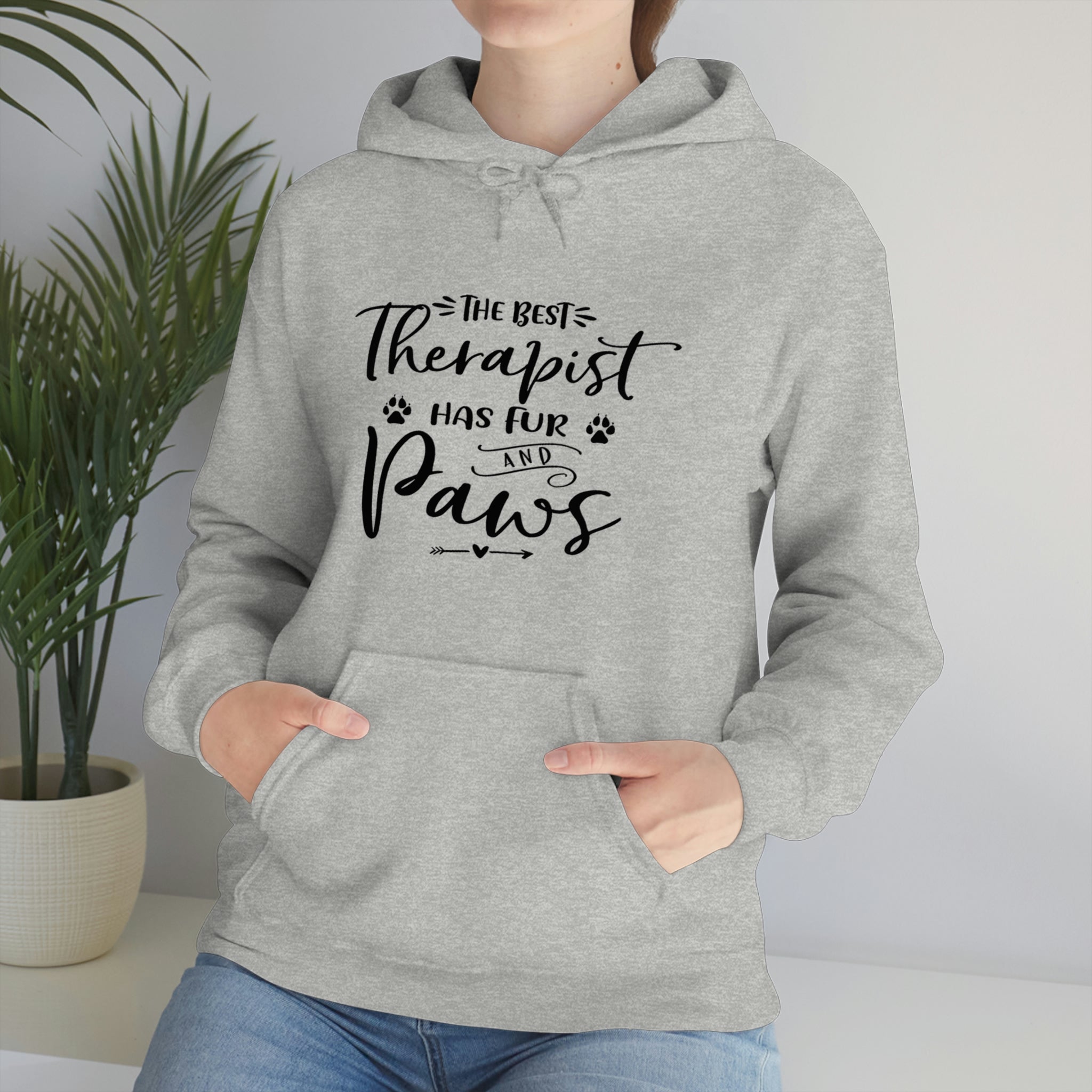 The Best Therapist Has Fur & Paws - Unisex Heavy Blend™ Hooded Sweatshirt